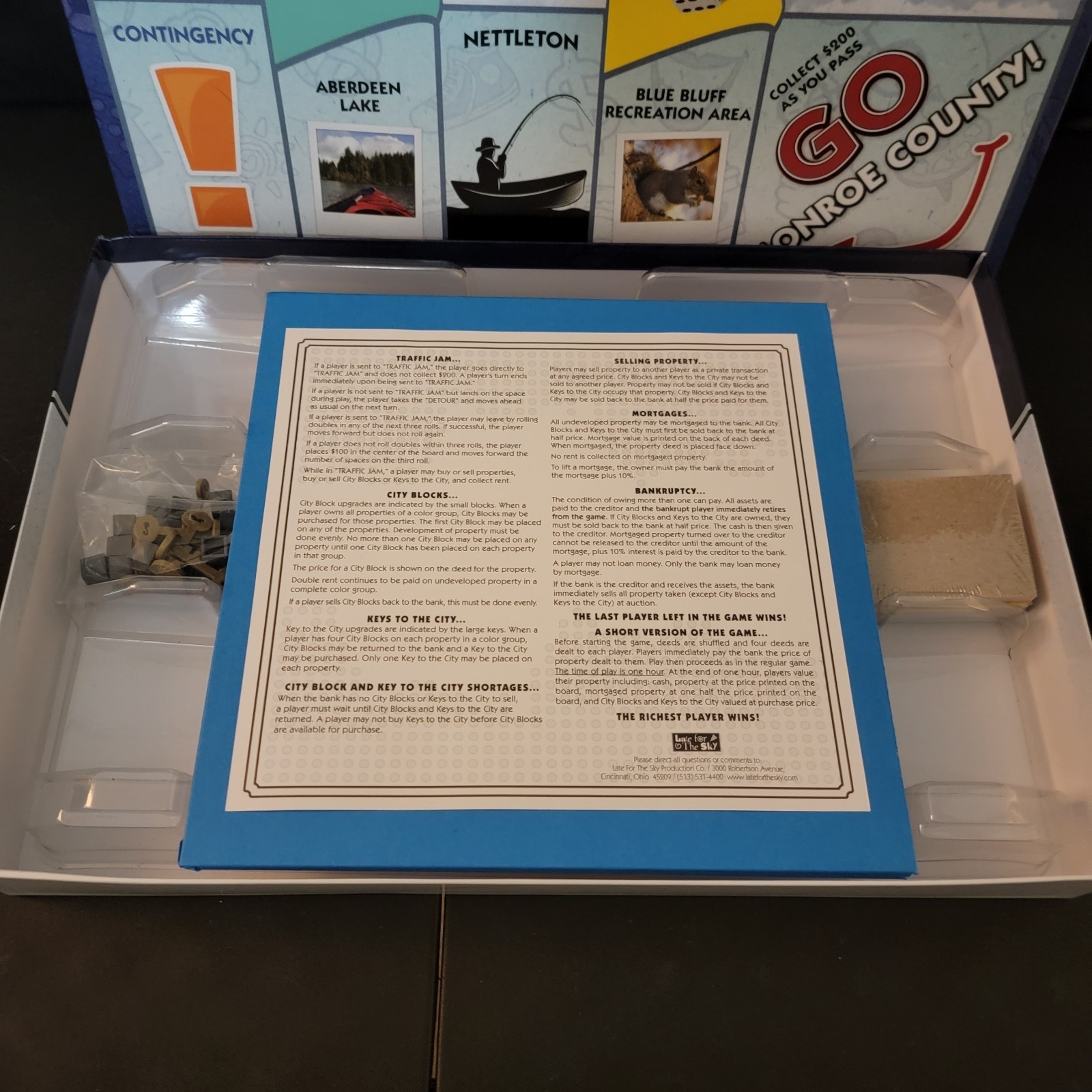 Late for the Sky Monroe County-Opoly New Sealed Board Game Contents NIB Rare