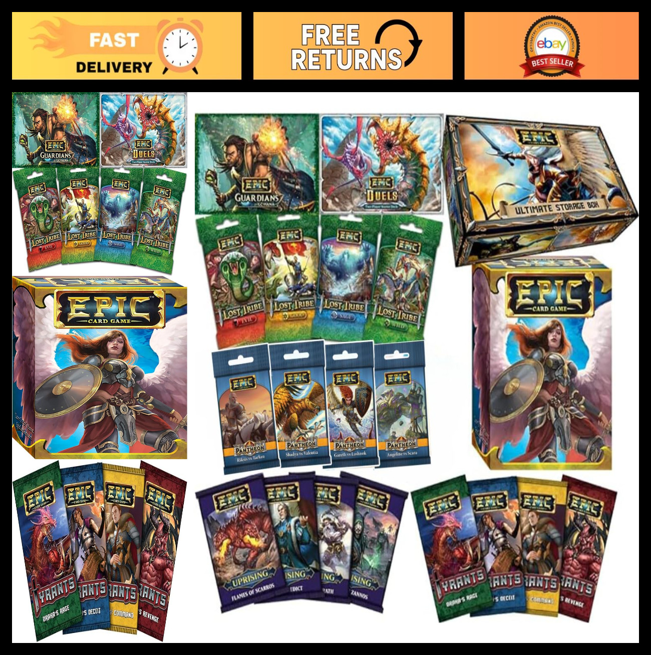 Epic Card Game Bundle: Base Set, Guardians, Duels, 20 Items + 4 Card Packs & Sto
