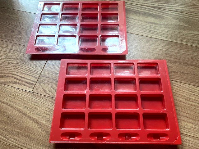lot of 2 Avalon Hill counter trays; red color, detached lid; excellent condition