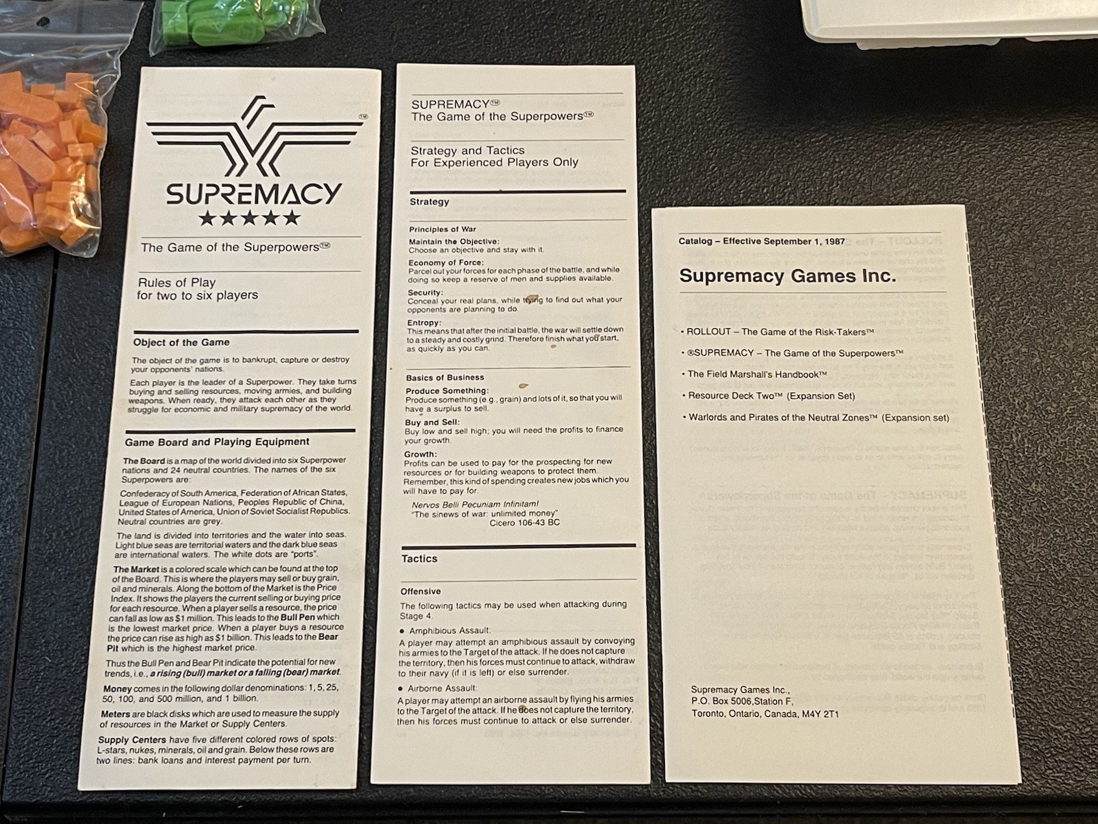 VTG 1986 Supremacy The Game of Superpowers War Strategy Battle COMPLETE FREE S/H