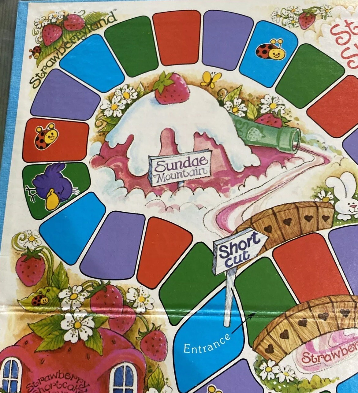 Vintage 1979 Strawberry Shortcake Berries To Market Game BOARD & 2 Pieces