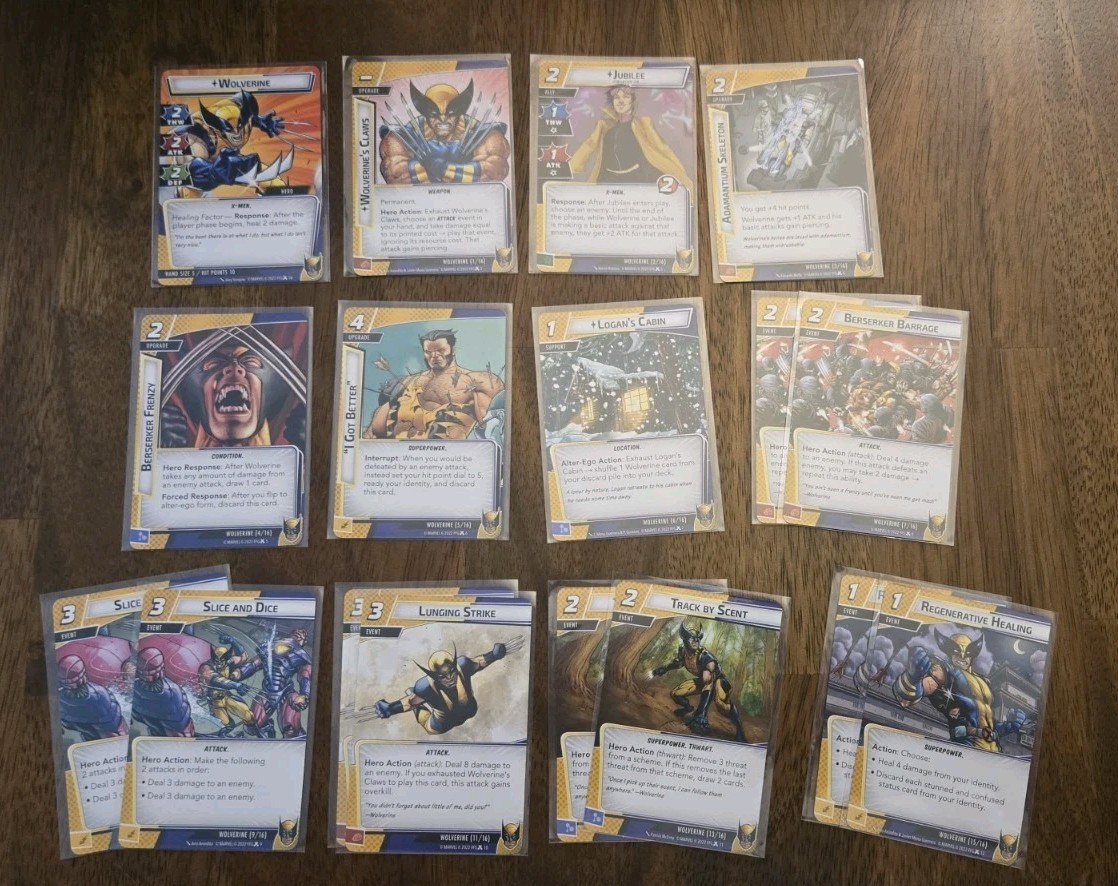 Marvel Champions Wolverine Hero Pack Expansion Used INCOMPLETE SET MISSING CARDS