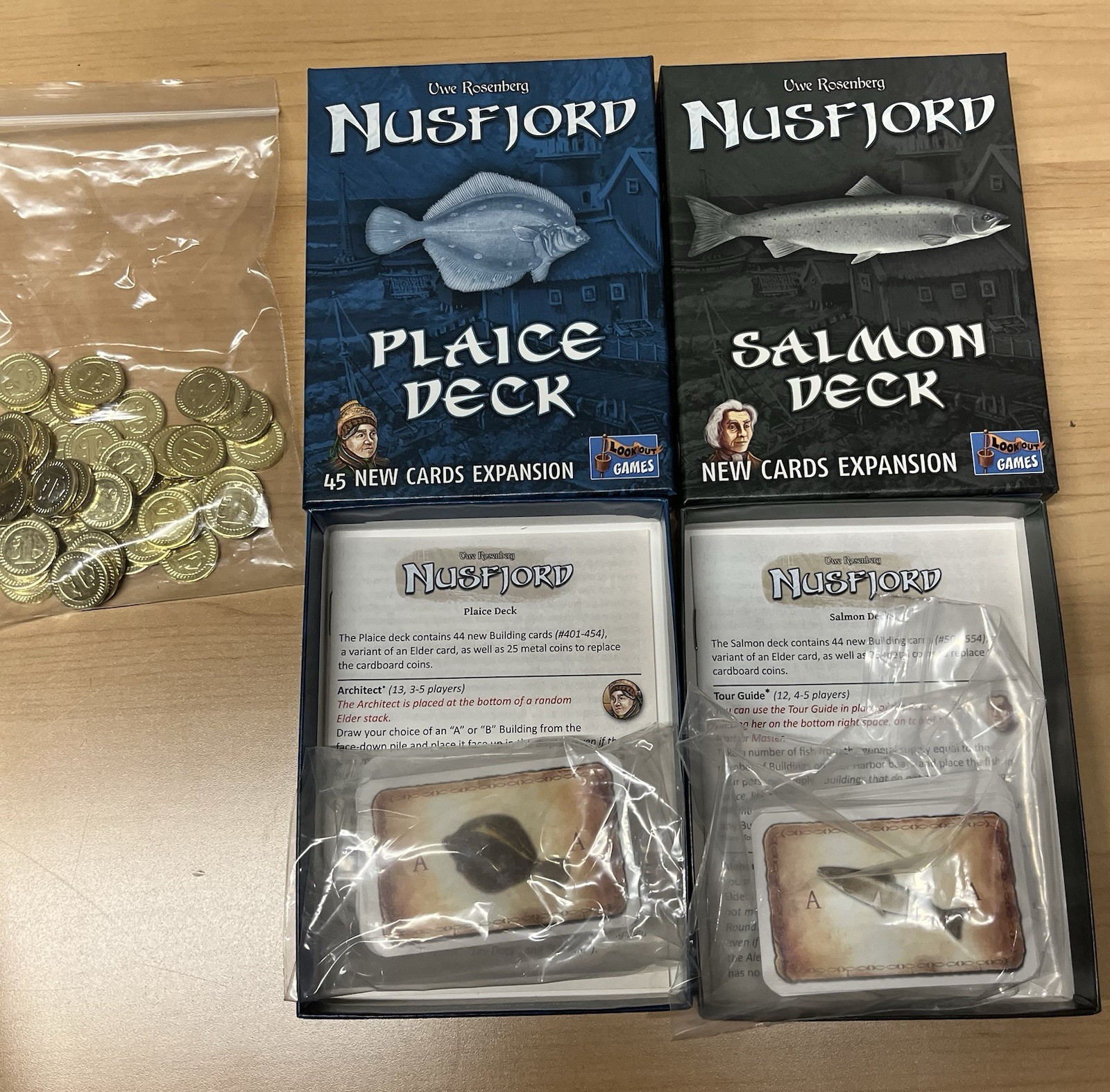 Nusfjord Board Game With Metal Coins And Plaice And Salmon Expansion Decks