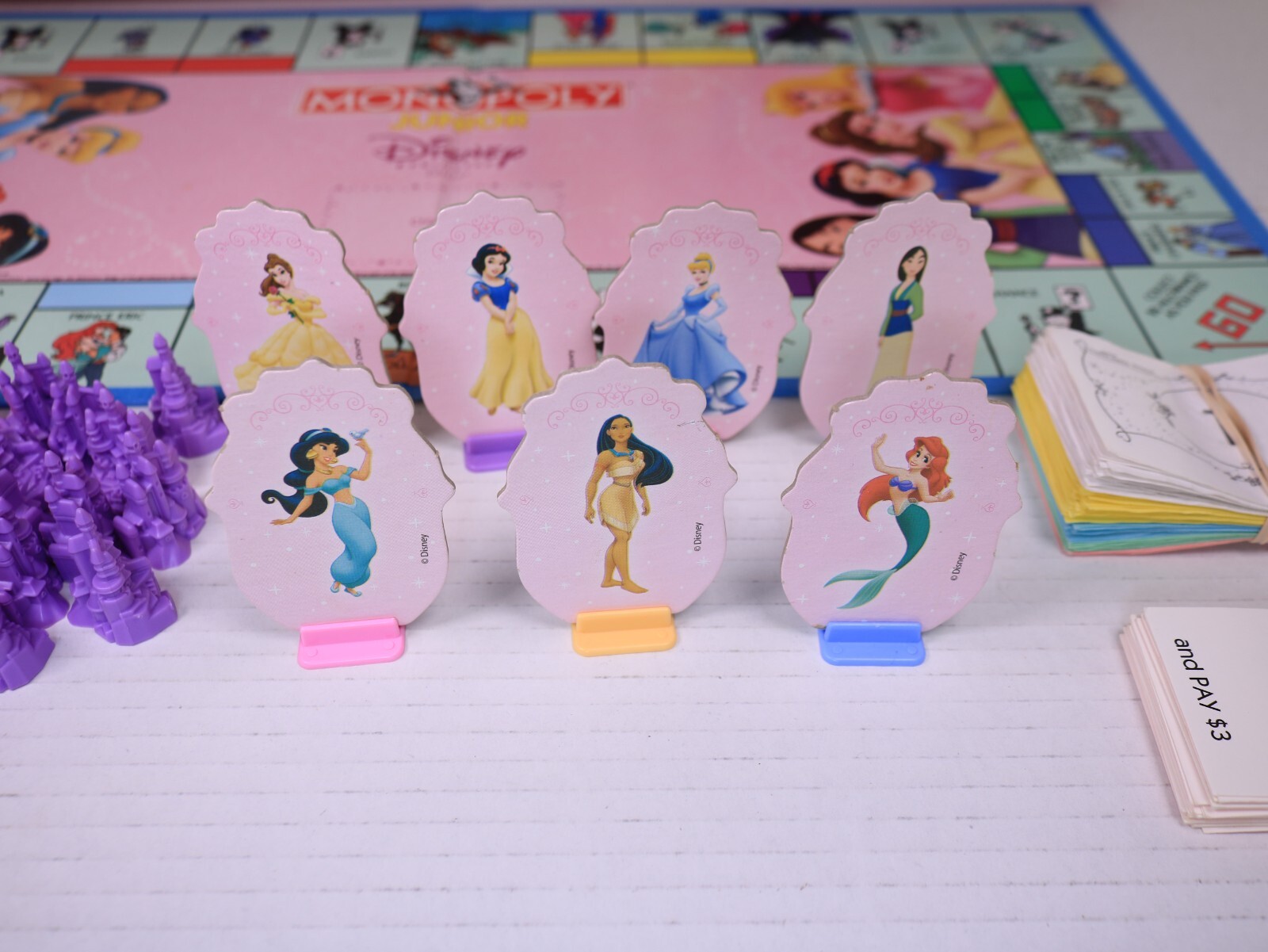 Vintage Monopoly Junior Disney Princess Edition 2004 95% Complete See Pics Good!