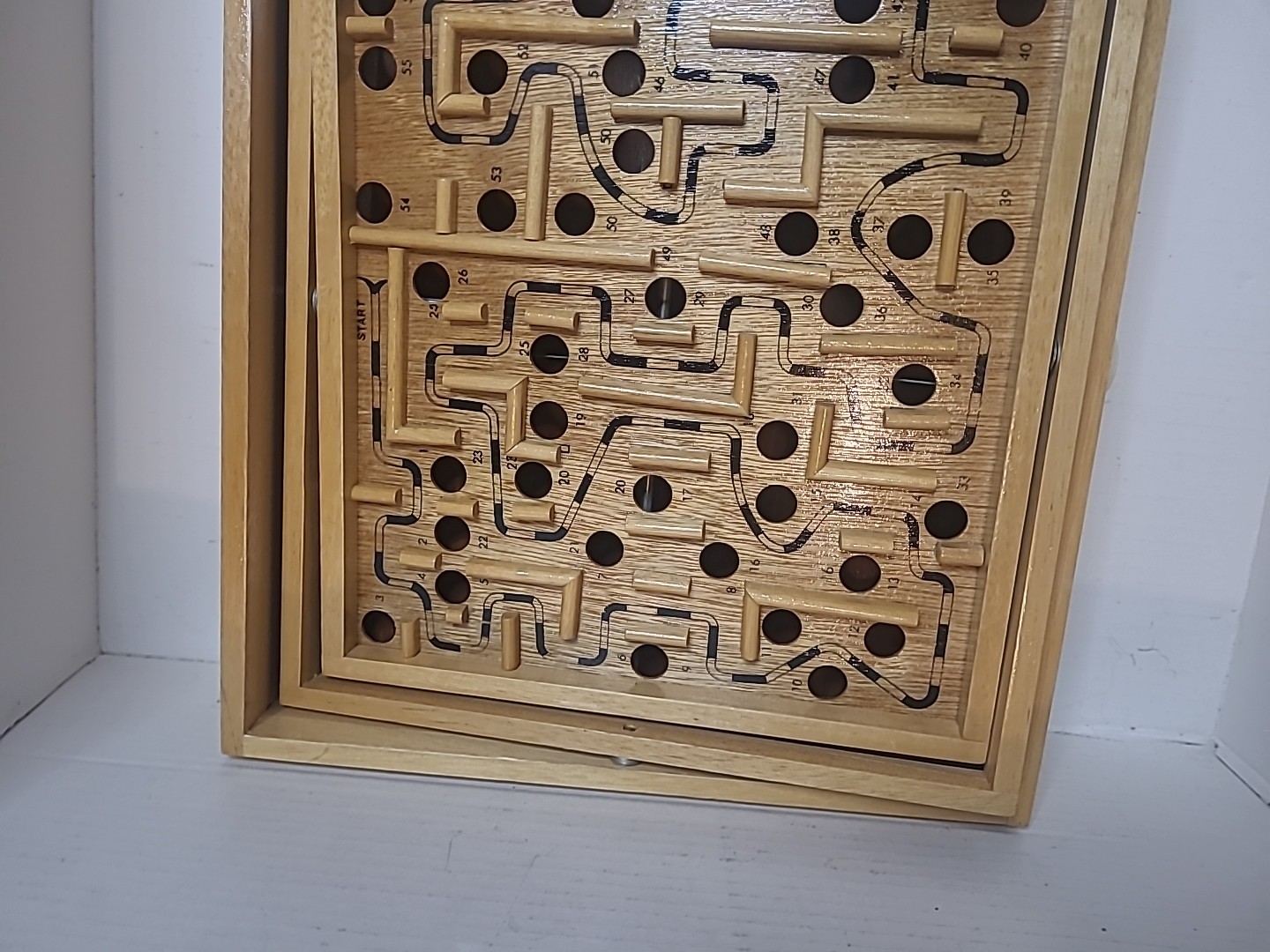 Vtg 80s Labyrinth Wooden Steel Ball Marble Tilting Maze Puzzle Game Roll-A-Maze