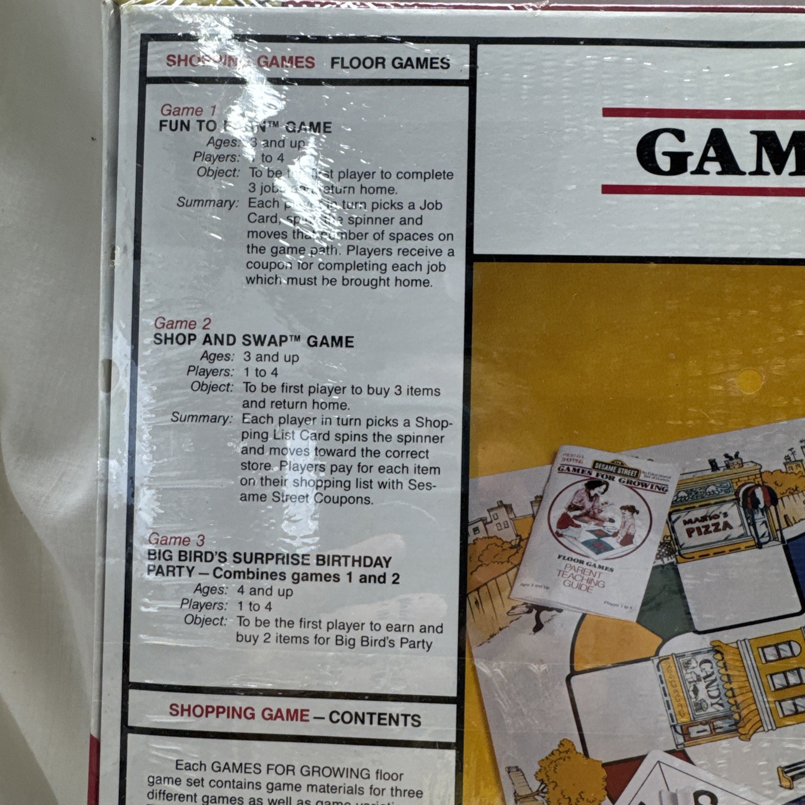 Vtge NEW 1987 Sesame Street Preschool Games for Growing Shopping Floor Games