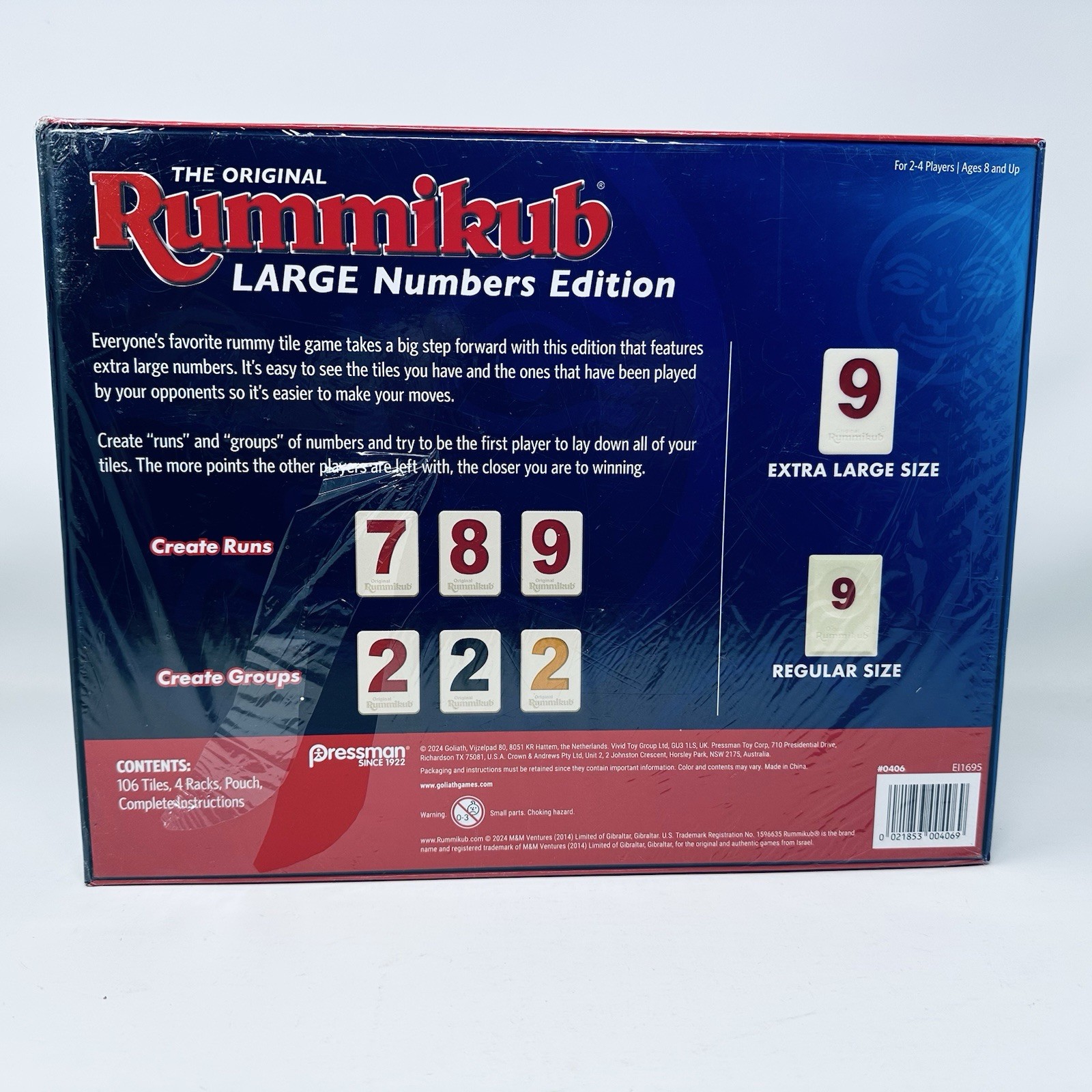 Pressman The Original Rummikub Large Number Edition Game 2-4 Players 2024 Sealed