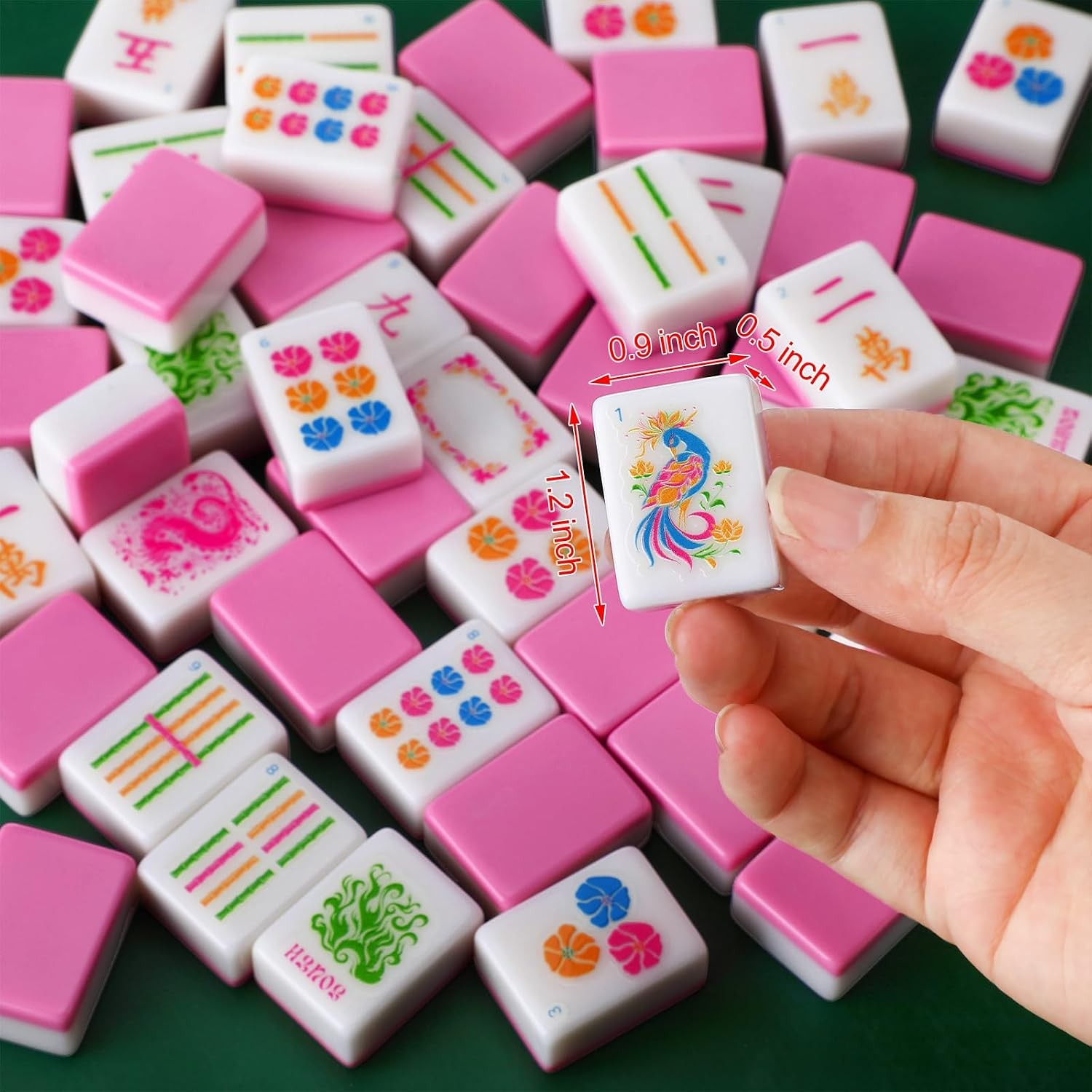 American Mahjong Kaleidoscope Pink Soulchen Mahjong Tile Set 160 Tiles 1.2