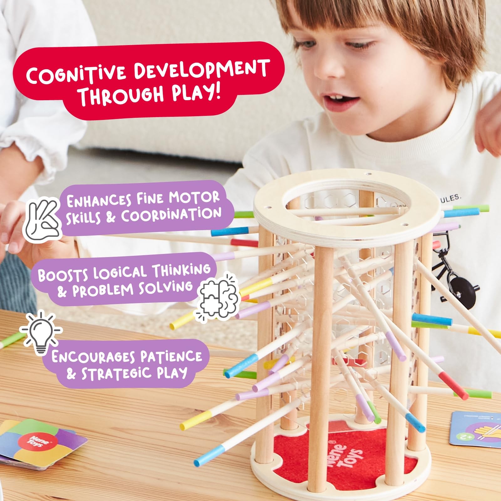 BALLFALL Jumbo – Montessori Wooden Board Game for 3 4 5 6 Years – Colorful St…