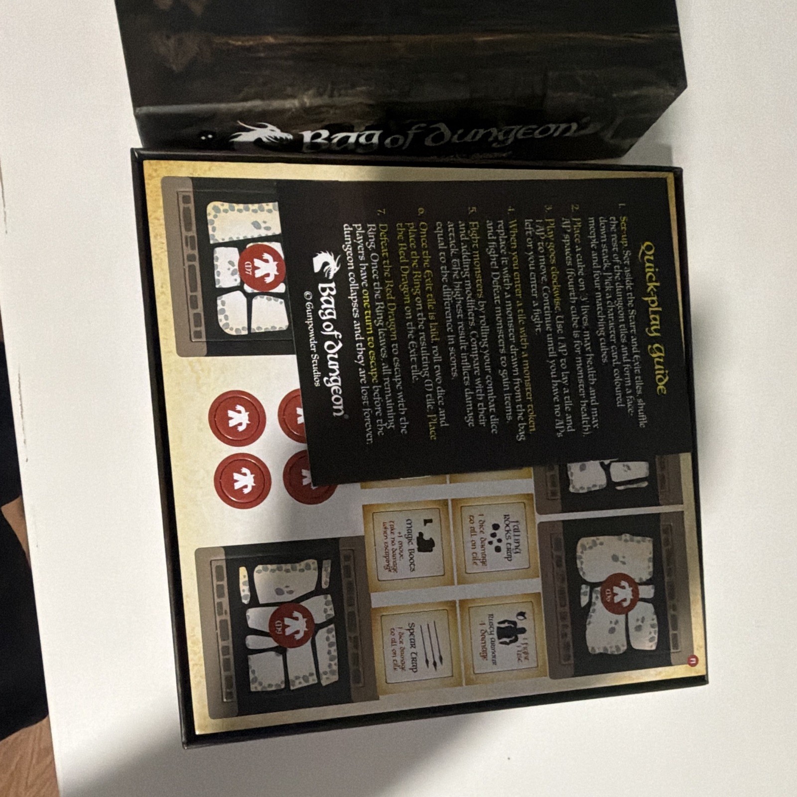 Gunpowder Studios Tile-Laying Co-op Fantasy Board Game Bag of Dungeon 1-4