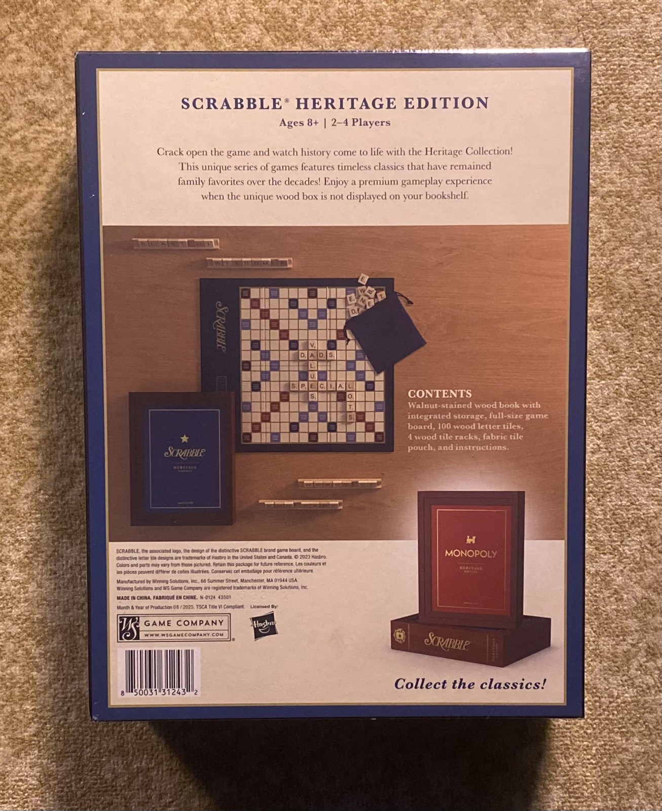 Scrabble | Heritage Edition Board Game | Walnut Storage Box | Brand New-In Box |