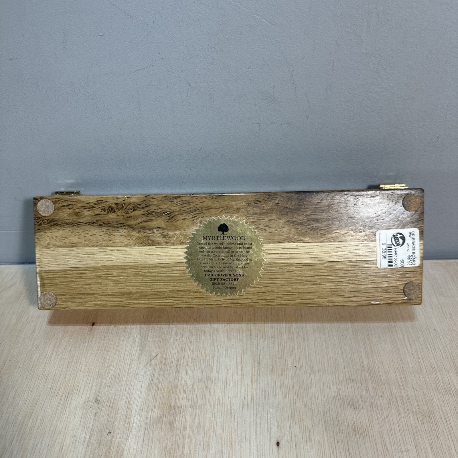 Myrtlewood Handmade Cribbage Board W Storage Made In Oregon No Pegs No Box
