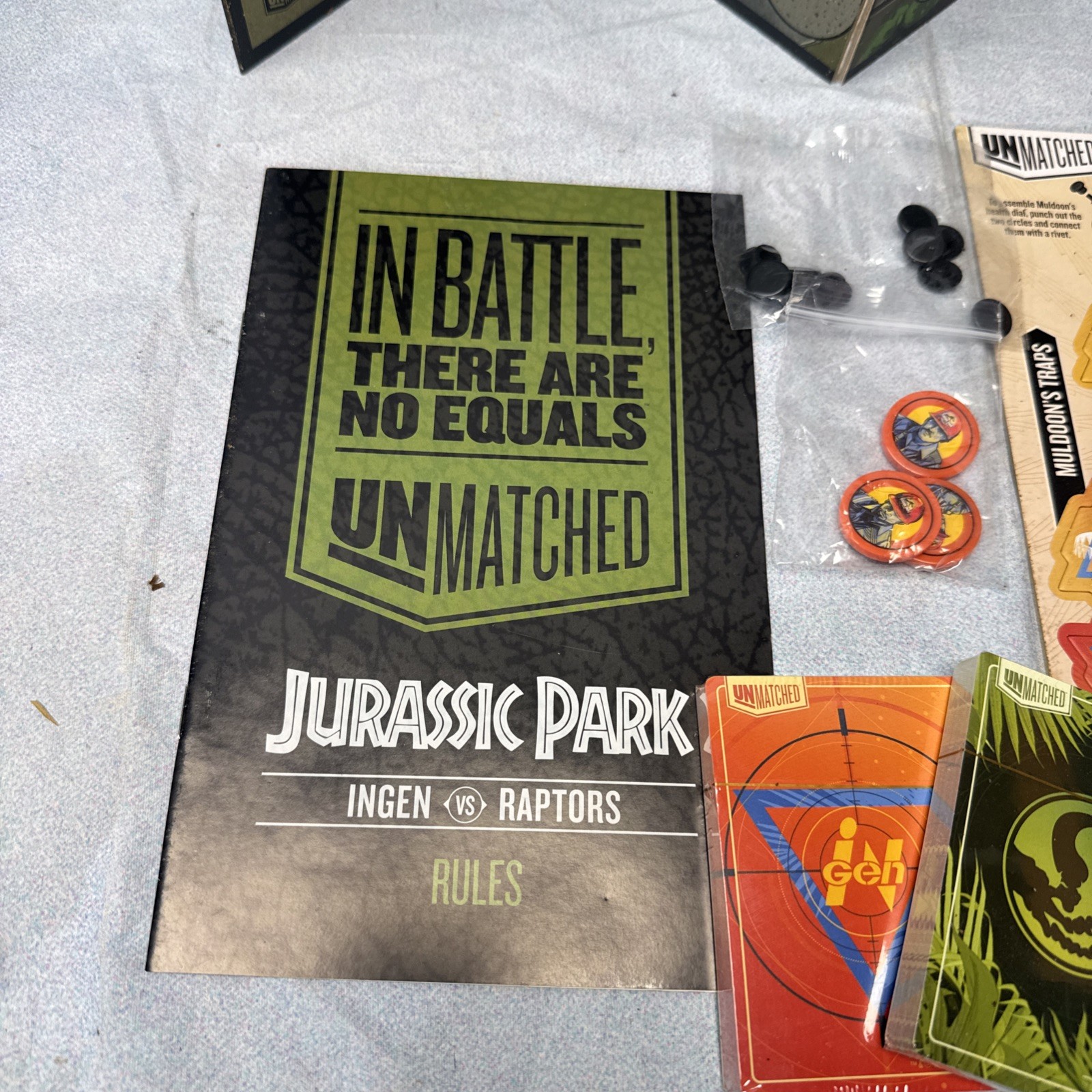 Unmatched Jurassic Park Ingen Vs. Raptors Board Game (incomplete)