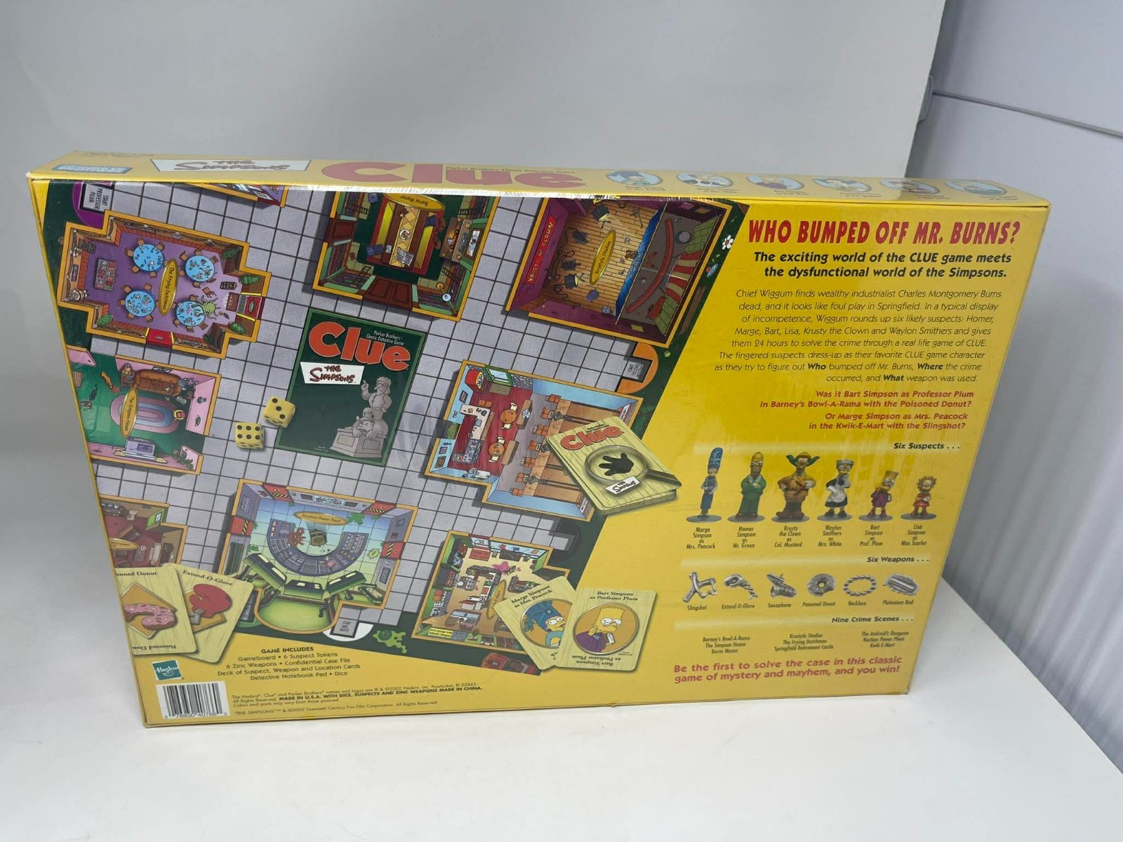 The Simpsons Clue 2nd Edition Board Game Complete Parker Brothers Hasbro 2002