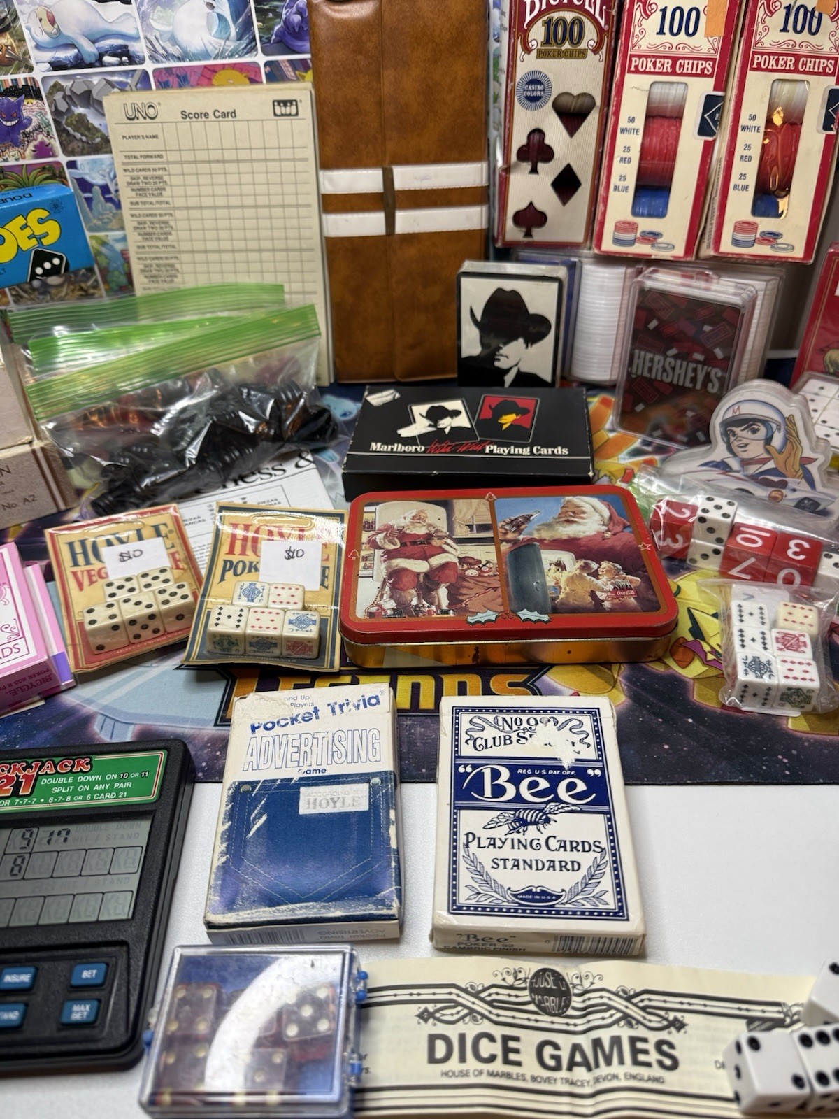 Huge Vintage Card Game & Casino Lot Dice Dominos Chess Checkers Bridge Chips