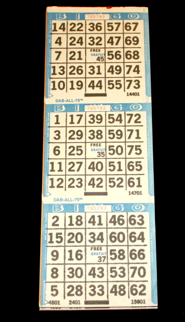 BINGO PAPER Cards sheets 3 on 18 Blue Bdr Special (read listing) – 10 pack