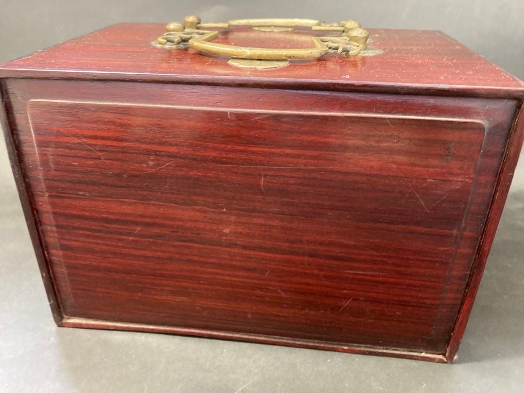 Antique Chinese Mahjong Set Bone Bamboo Houun Carved Wood Case Vintage 1920s