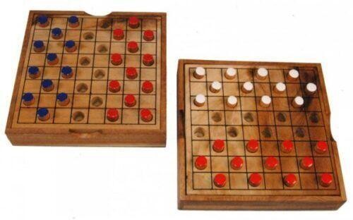 Ethical Thai Wooden Draughts Checkers Strategy Board Game Brain Teaser 14x14cm