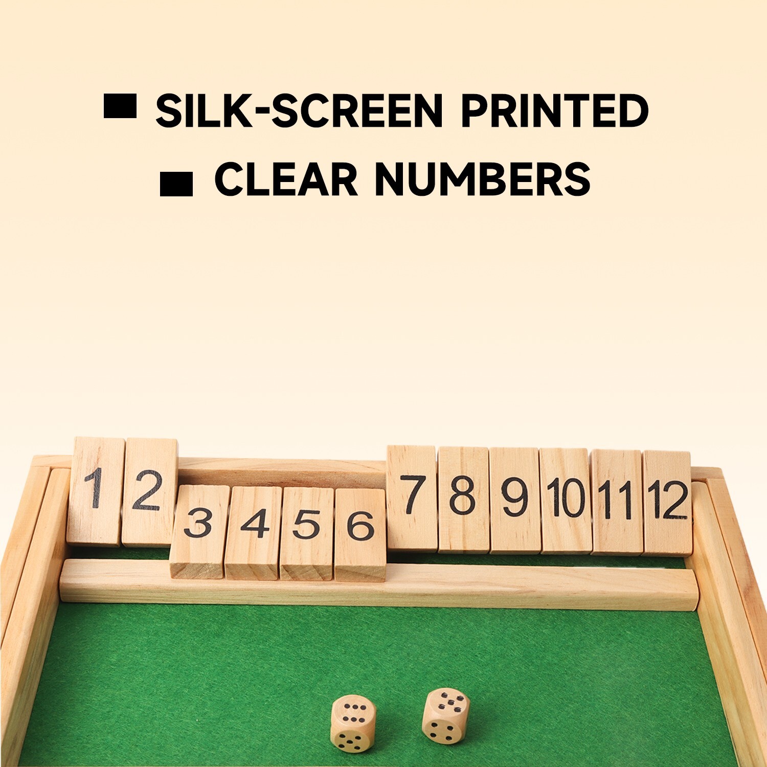12 Number Wooden Shut The Box Dice Game Board Set Family Pub Bar Dice Board Game