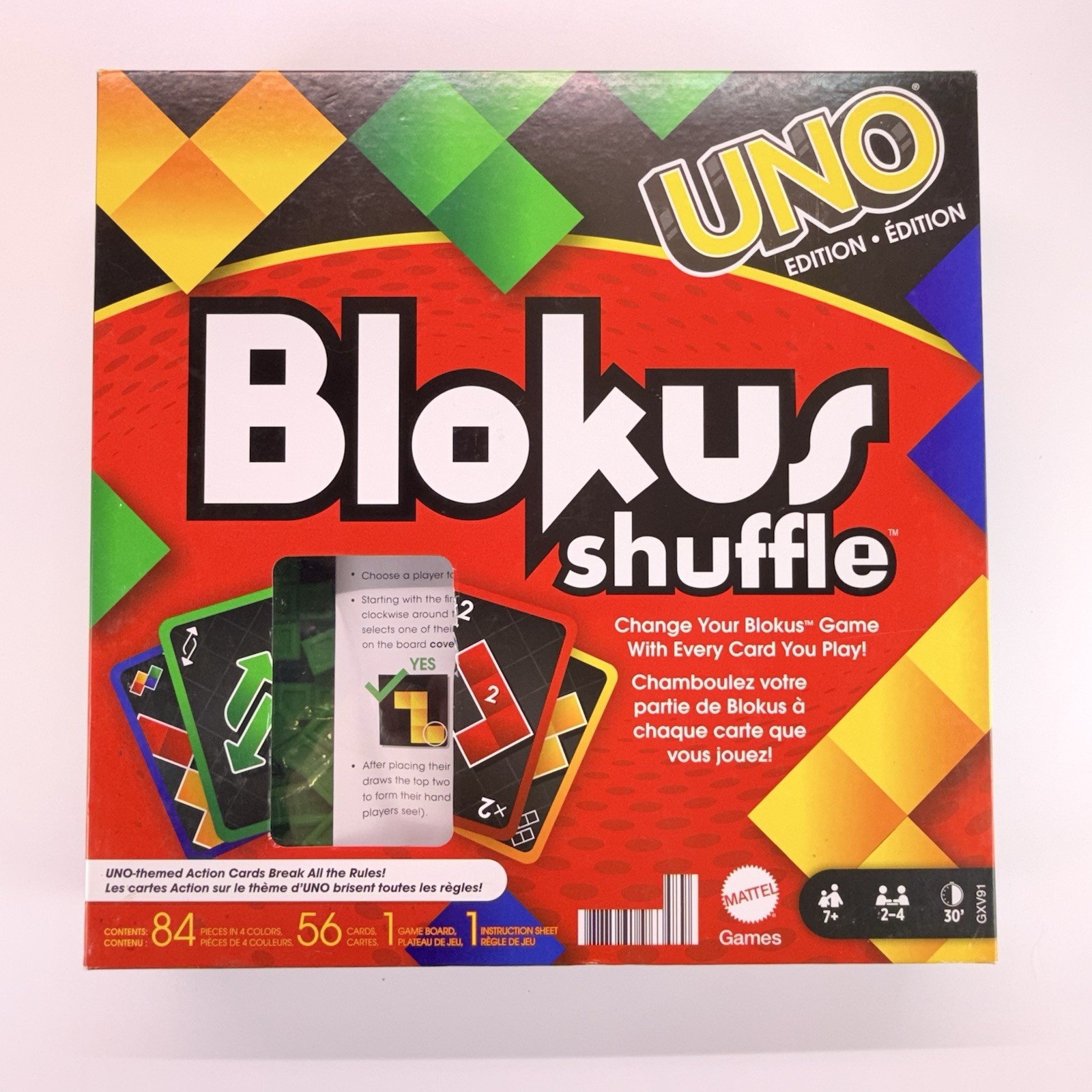 Blokus Shuffle Uno Edition COMPLETE Mattel 2021 Classic Strategy Action Cards