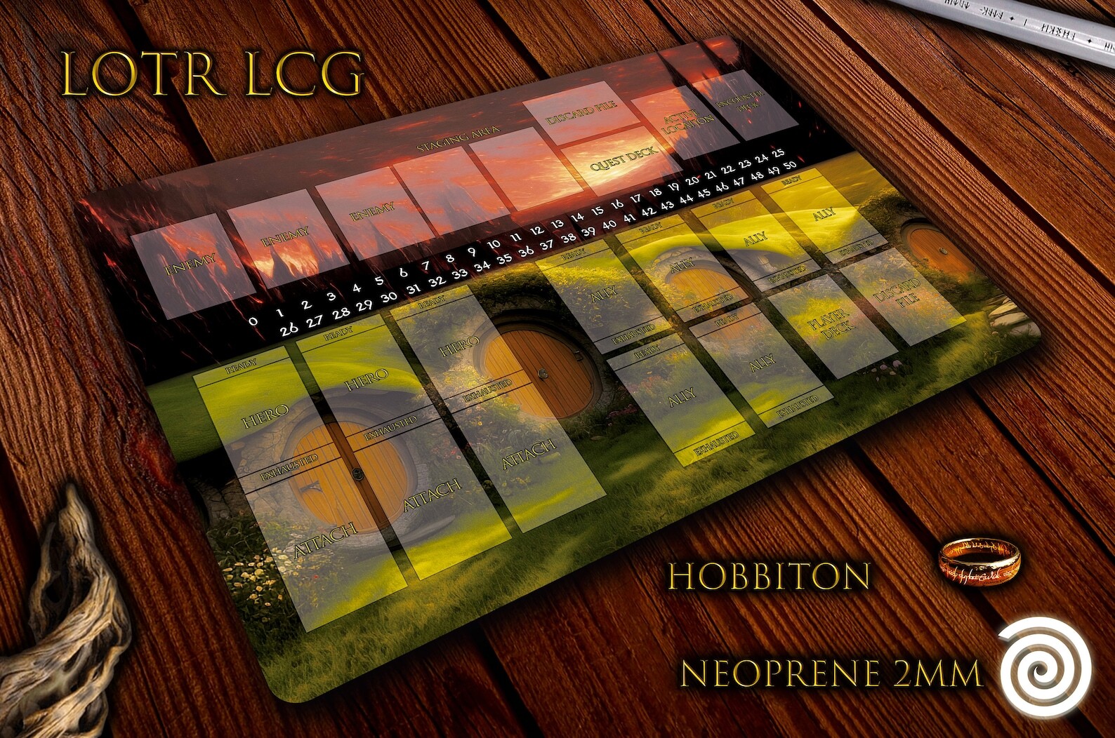 Tapete de neopreno compatible con juego de mesa Lord of the Rings LCG.