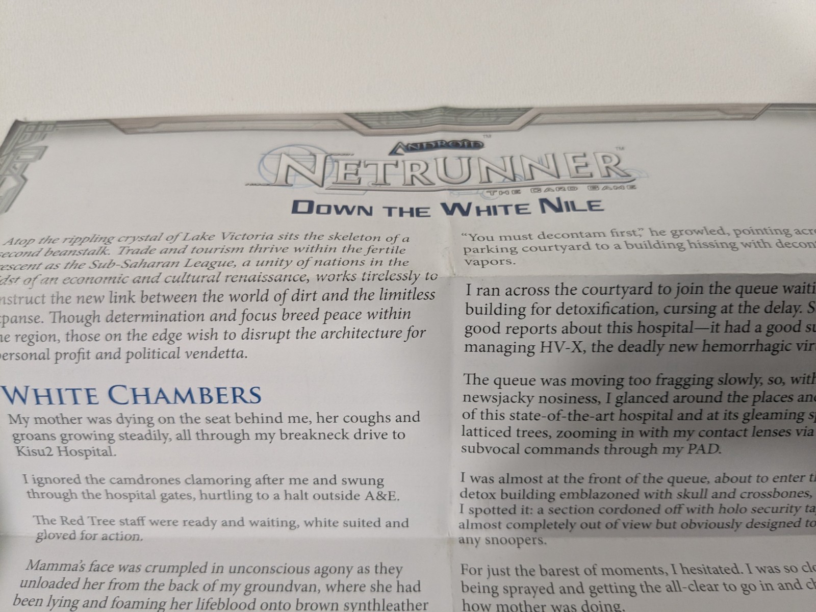 Fantasy Flight Netrunner Kitara Cycle Data Pack Down the White Nile Loose Insert