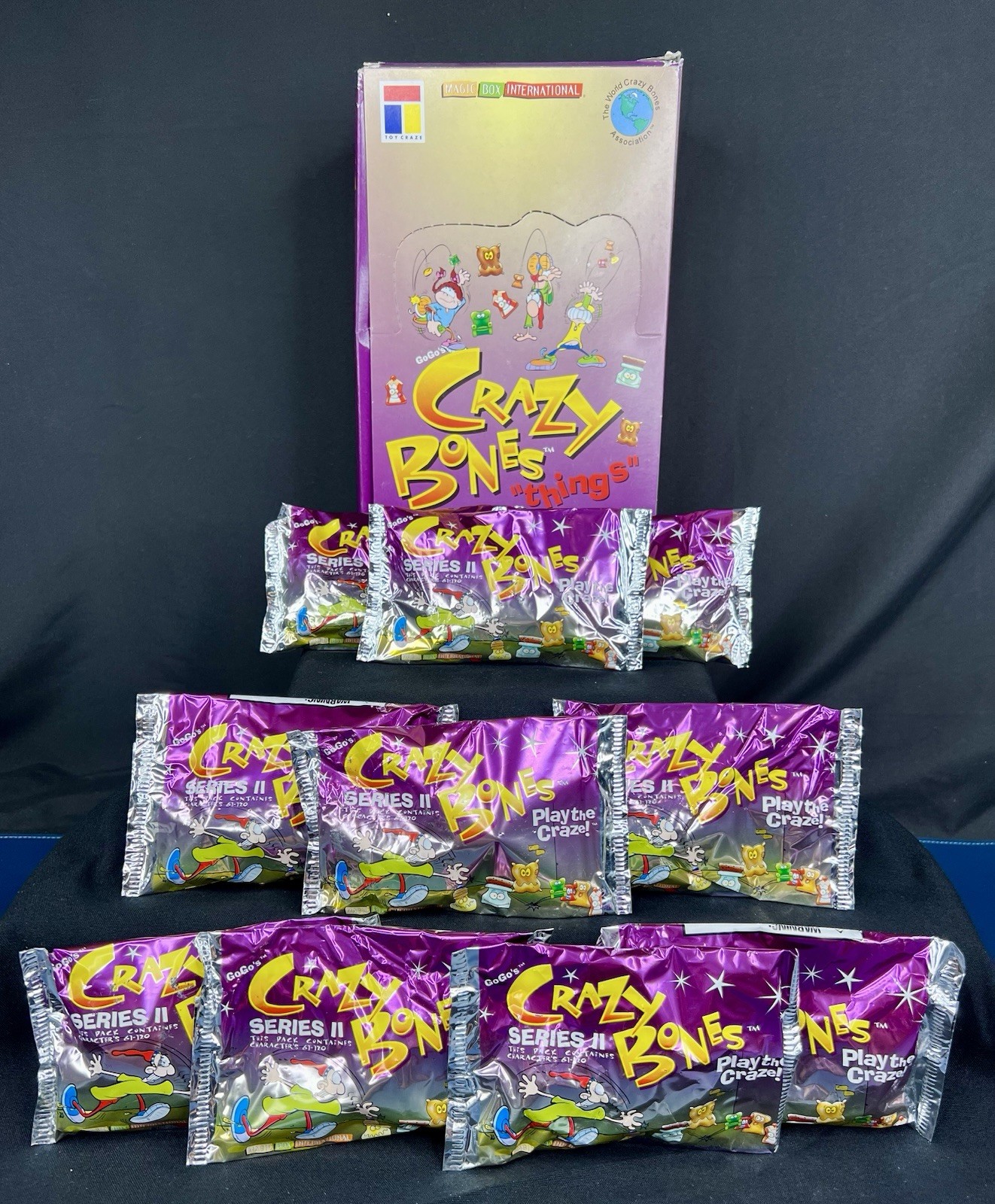 10 Sealed Packs GoGo’s Crazy Bones Things & Empty Display Box