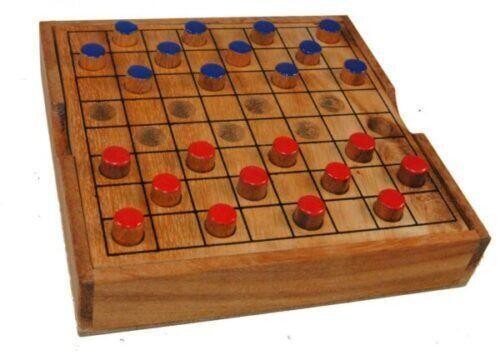 Ethical Thai Wooden Draughts Checkers Strategy Board Game Brain Teaser 14x14cm