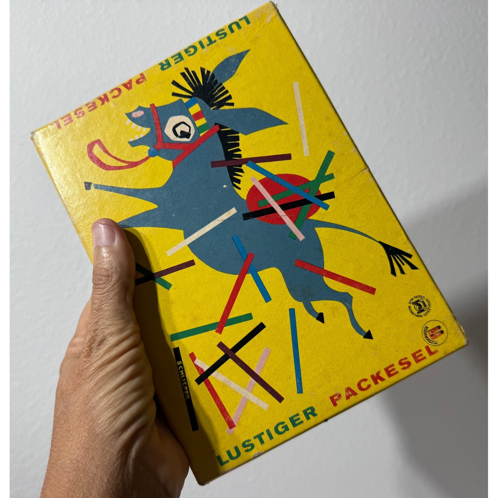 Vintage Lustiger Packesel Spiele Schmidt Wooden Donkey Stacking Game W. Germany