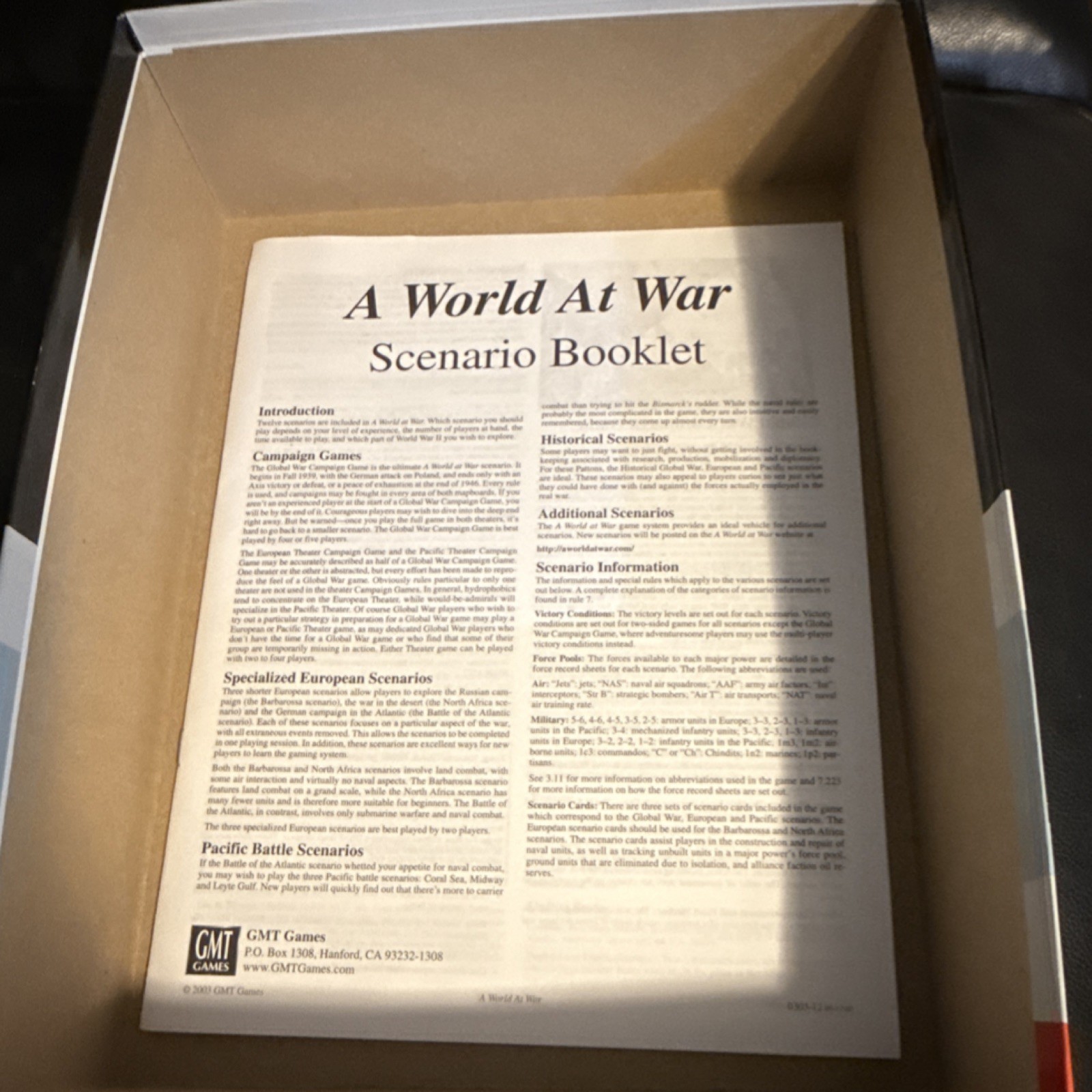 GMT A World at War: Second World War in Europe & Pacific Board Game UNPUNCHED
