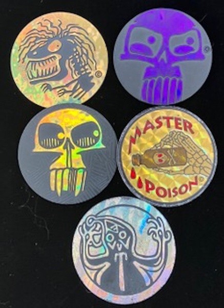 Vintage Pog Slammers #s 3, 4, 7, 8. Circa 1990’s. Collection of five