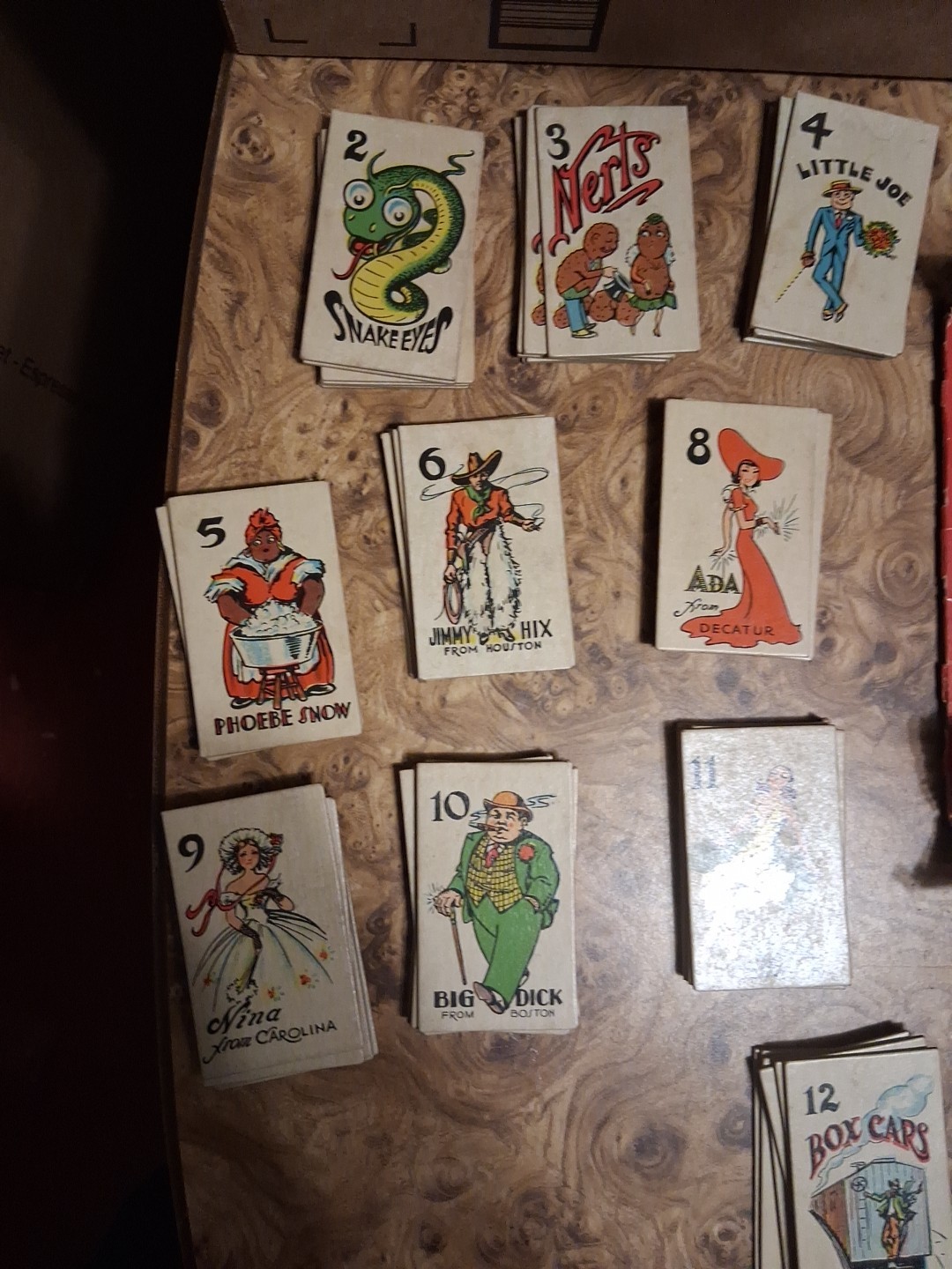 1930s SNAKE EYES 27 SELCHOW RIGHTER ALL CARDS PRESENT / 6 EACH NO CUP OR CHIPS