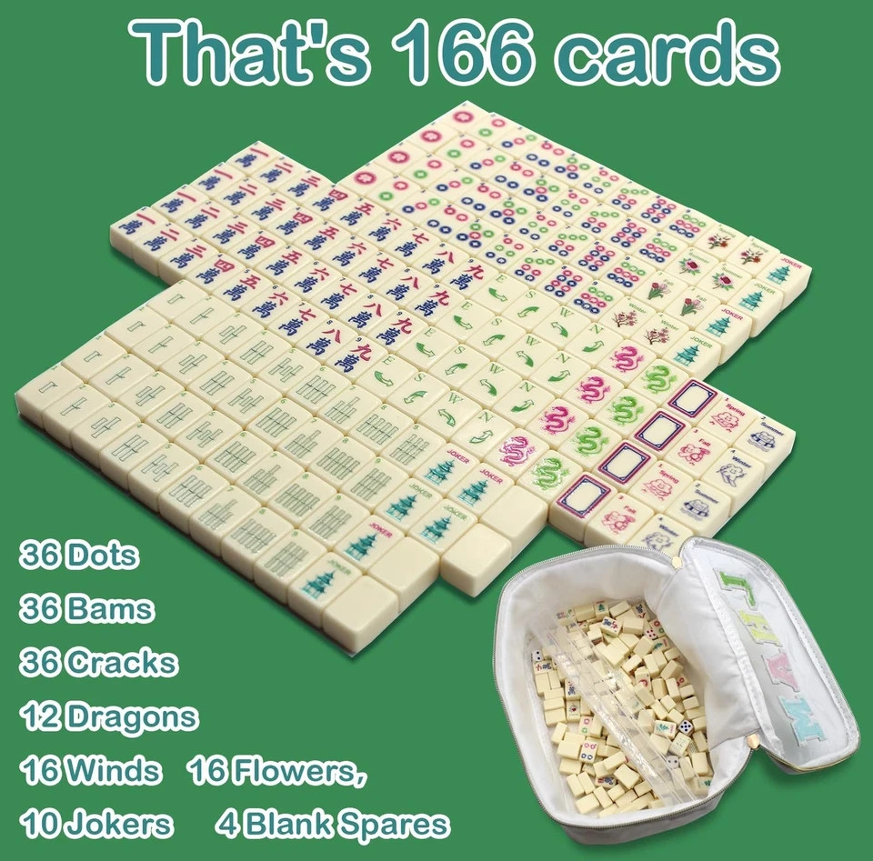 TUSAUW Mini American Mahjong Tile Set Include 166 0.8 Inch Mahjong Tiles 4 Di…