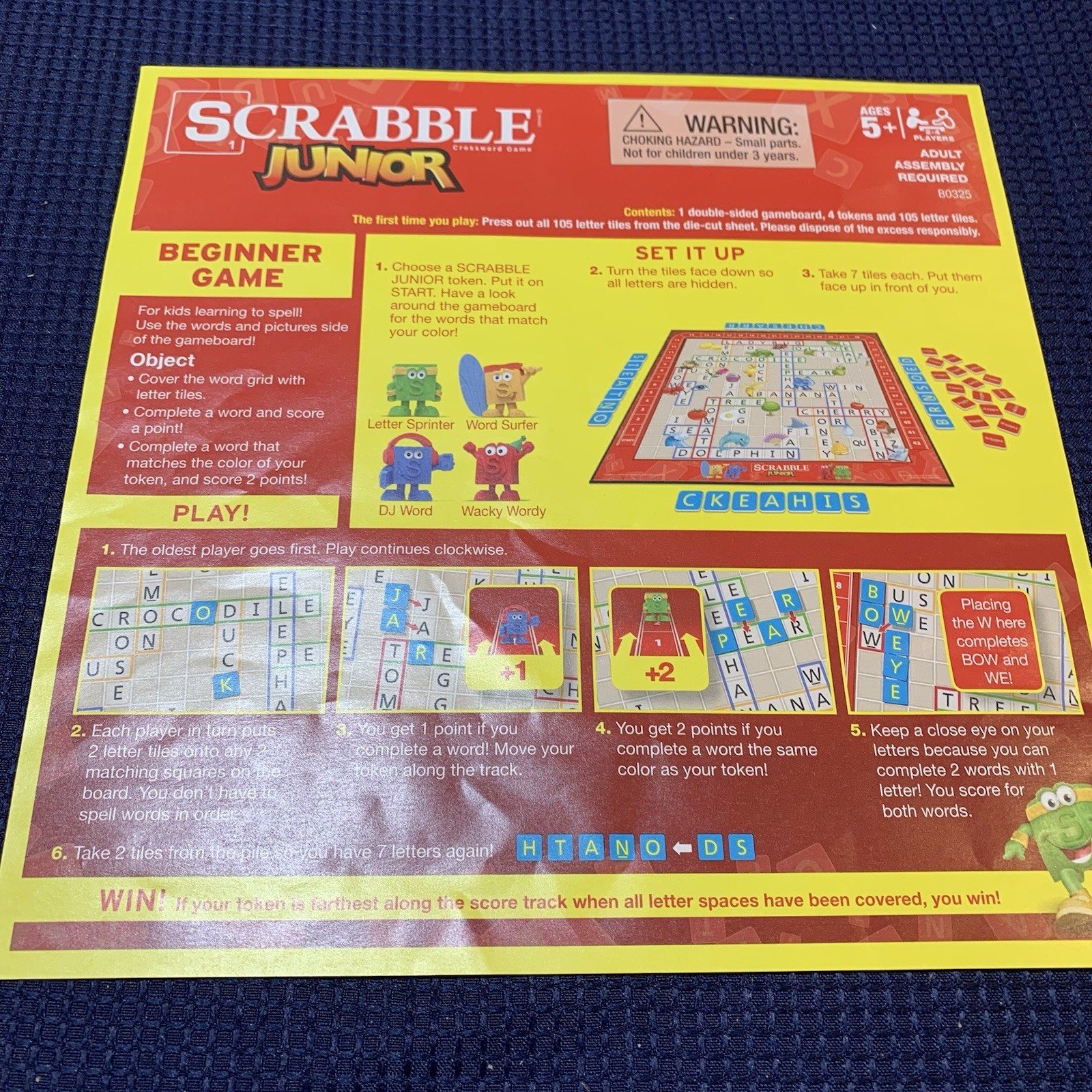 Hasbro Scrabble Junior Crossword Game Complete Free Shipping