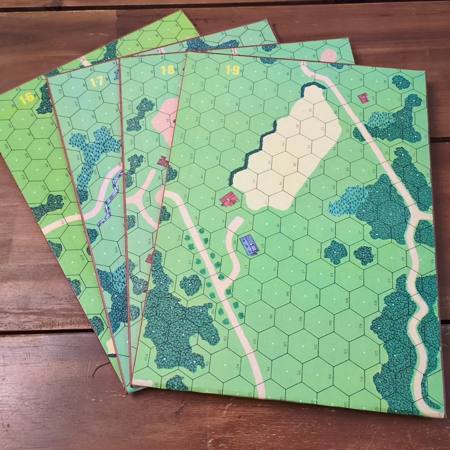 Lot Of (4) ASL Advanced Squad Leader Mounted Cardboard Maps 16-19