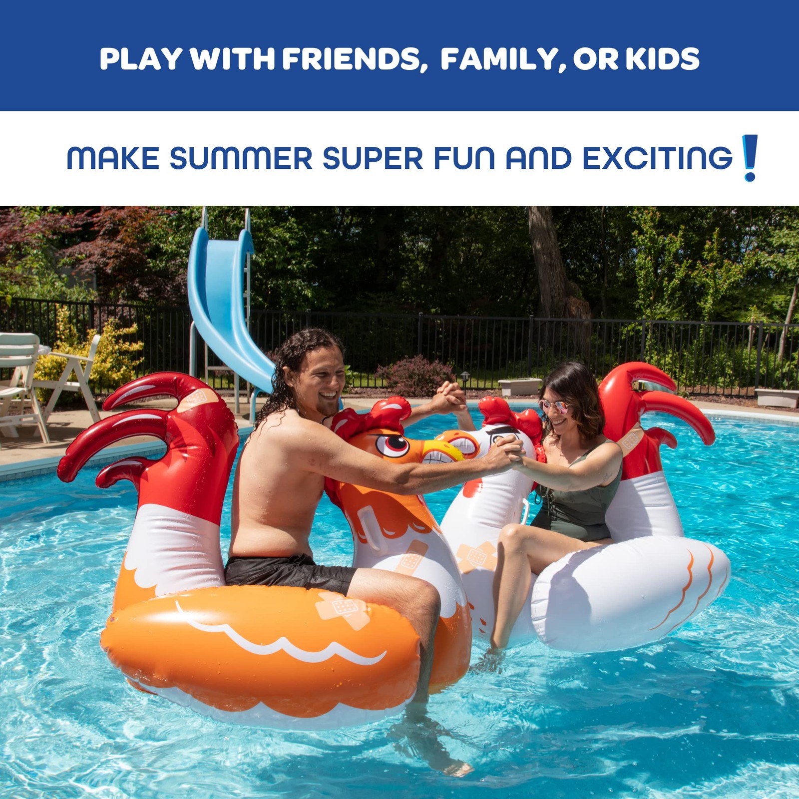 Inflatable Pool Float Game Set 2 Giant Battle Ride Ons Chicken Fight
