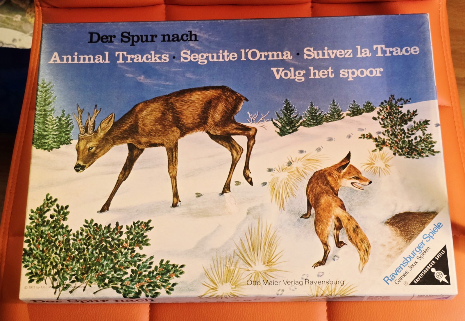 RARE Vintage German Biard Game Der Spur Nach Aniamal Tracks 1971 Otto Maier