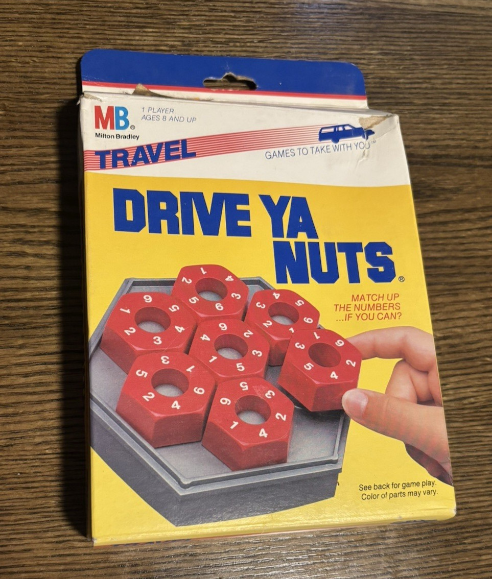 Drive Ya Nuts Vintage 1987 Milton Bradley Puzzle Travel Game Brain Teaser Box