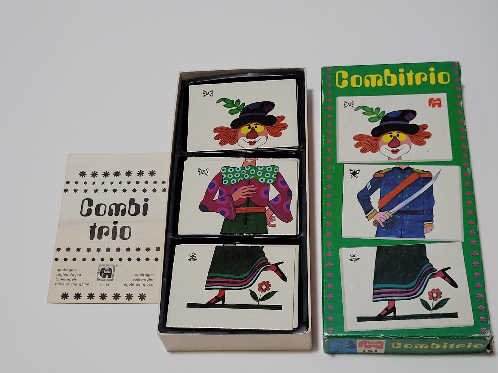 Vintage 1970’s Dutch COMBITRIO Card Game Combo Matching Head Body Legs 30 Cards