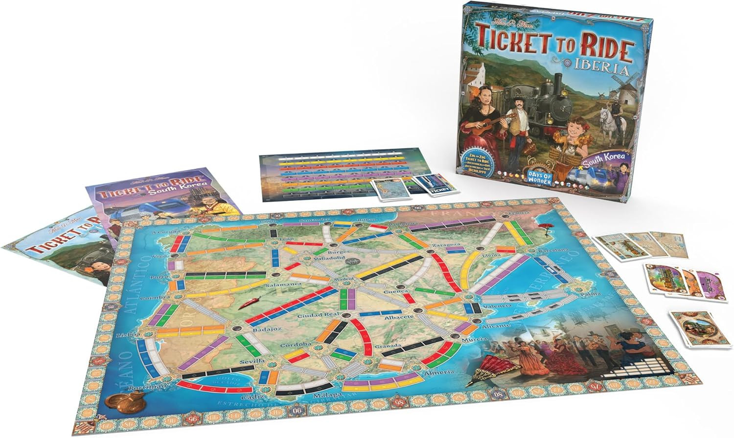 Ticket to Ride Iberia + South Korea Board Game Expansion – Train Route Strategy