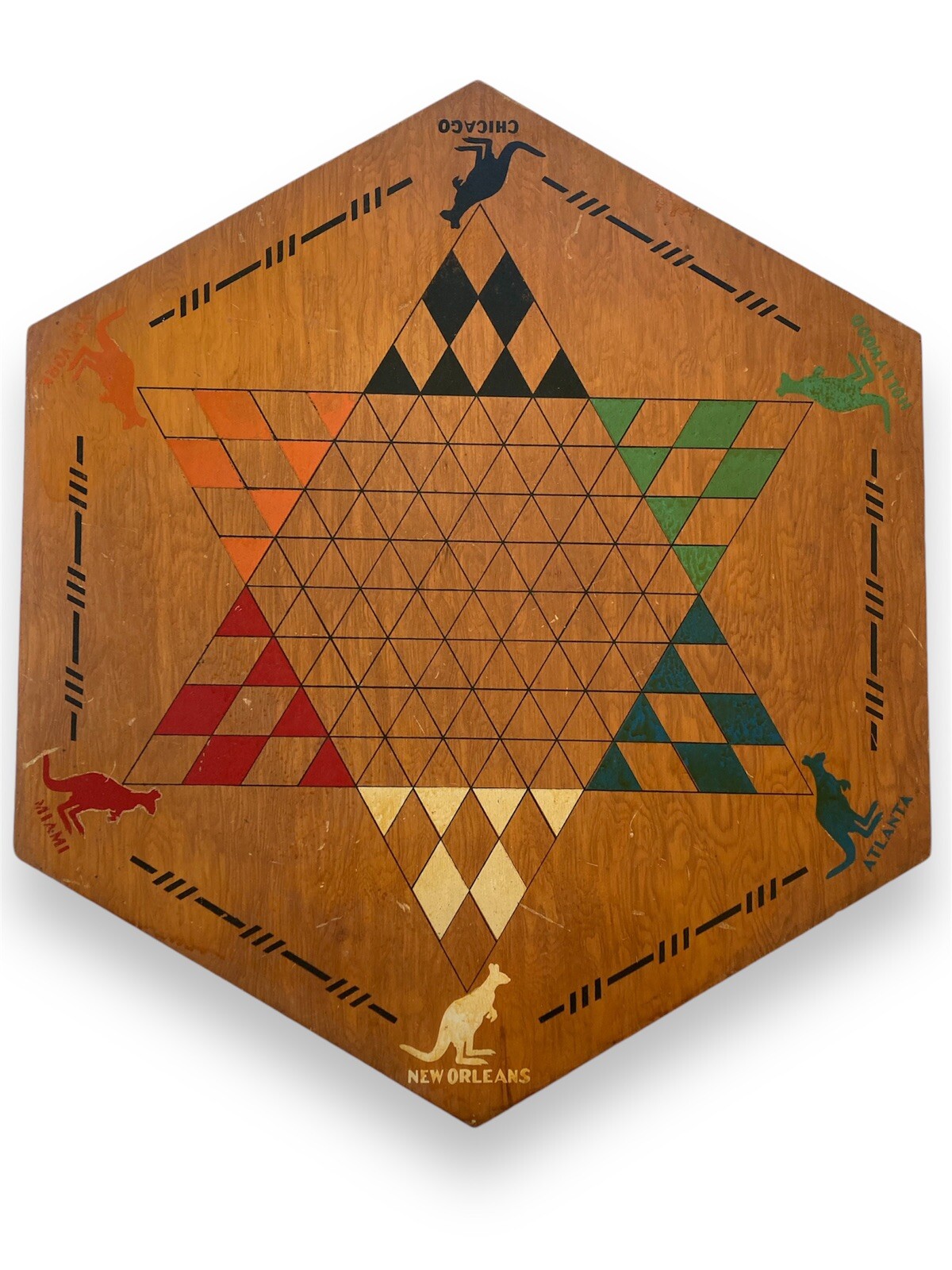 RARE VTG 1937 Large Chinese Checkers Wood Board Wall Art by Kontinental Kangaroo