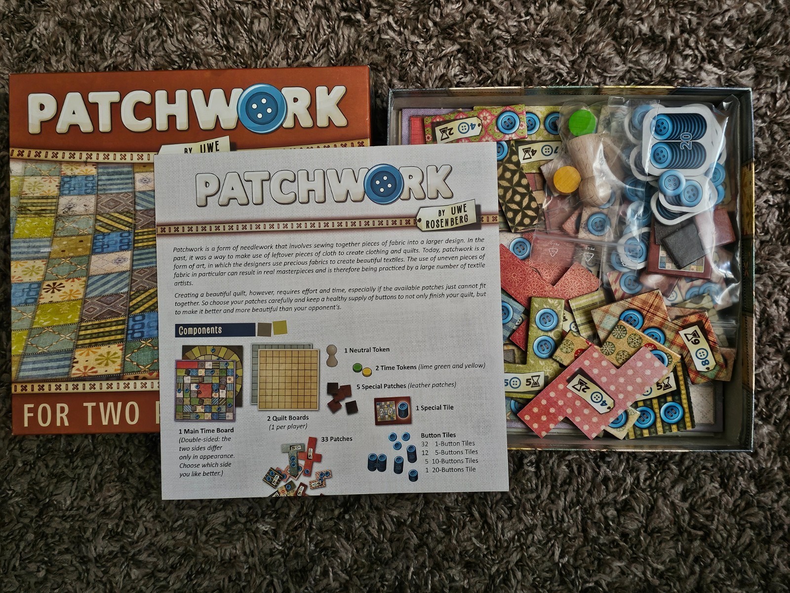 Patchwork – Strategy Board Game For 2 Players – 100% Complete – Lookout Games