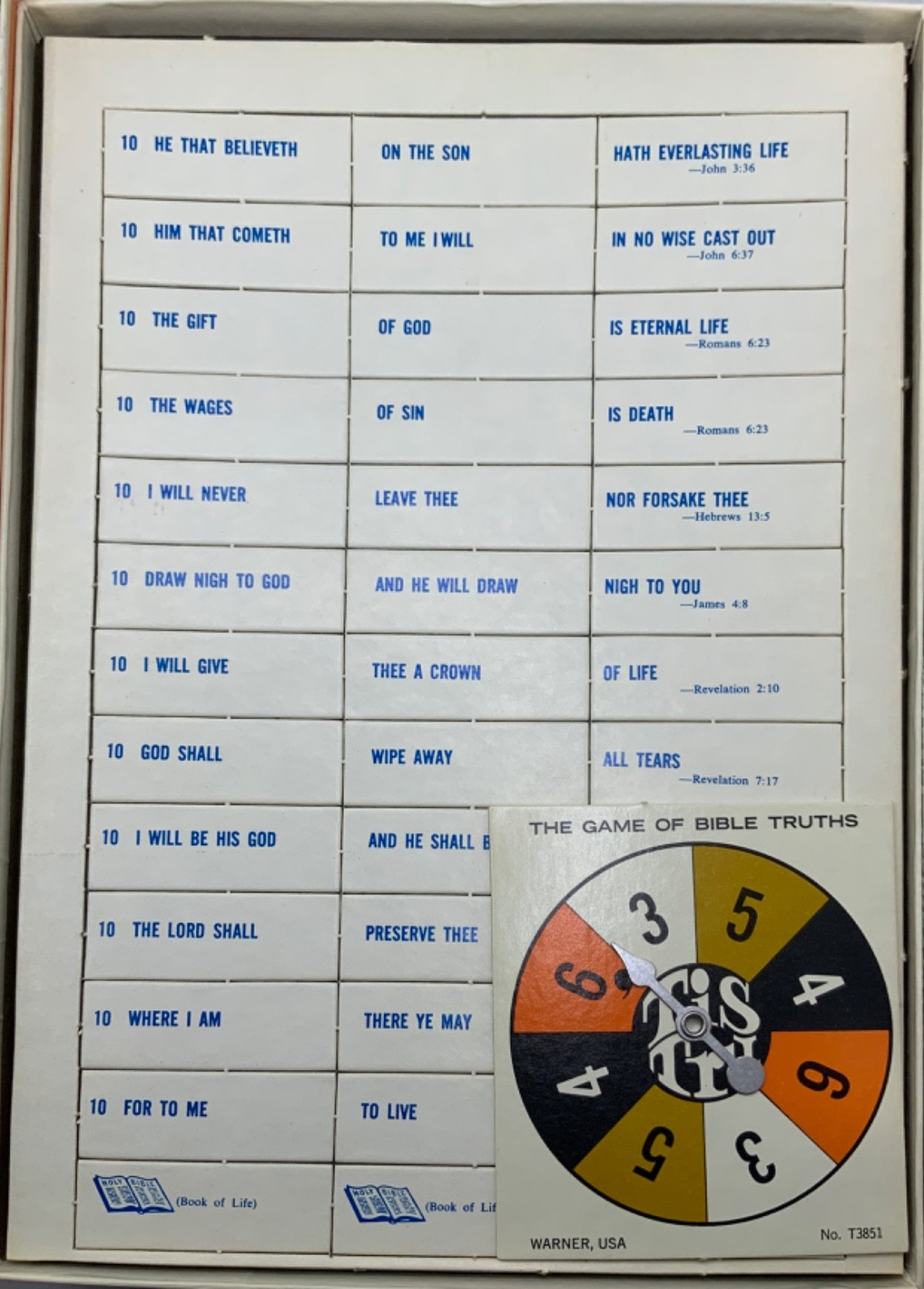 1968 Warner – TIS TRU – THE GAME OF BIBLE TRUTHS- T3851 – Christian Fellowship