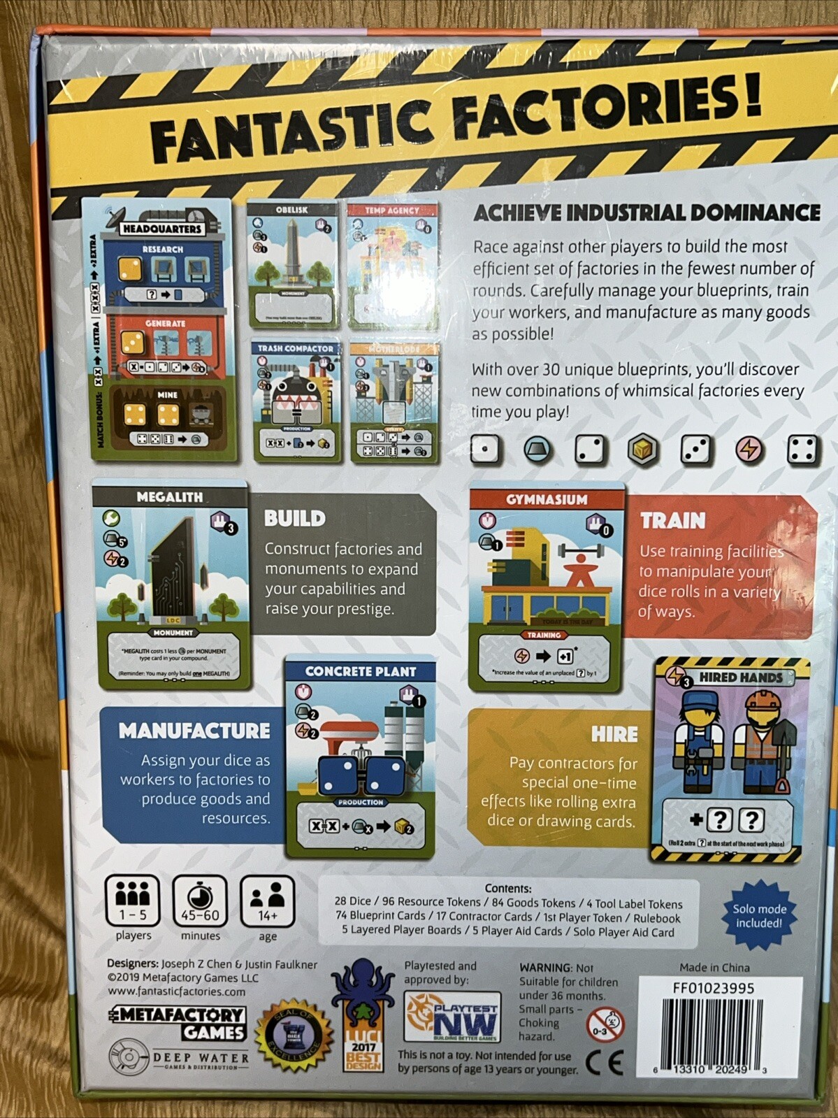 Fantastic Factories Board Game by Deep Water Games FF01023995 Best Design Winner
