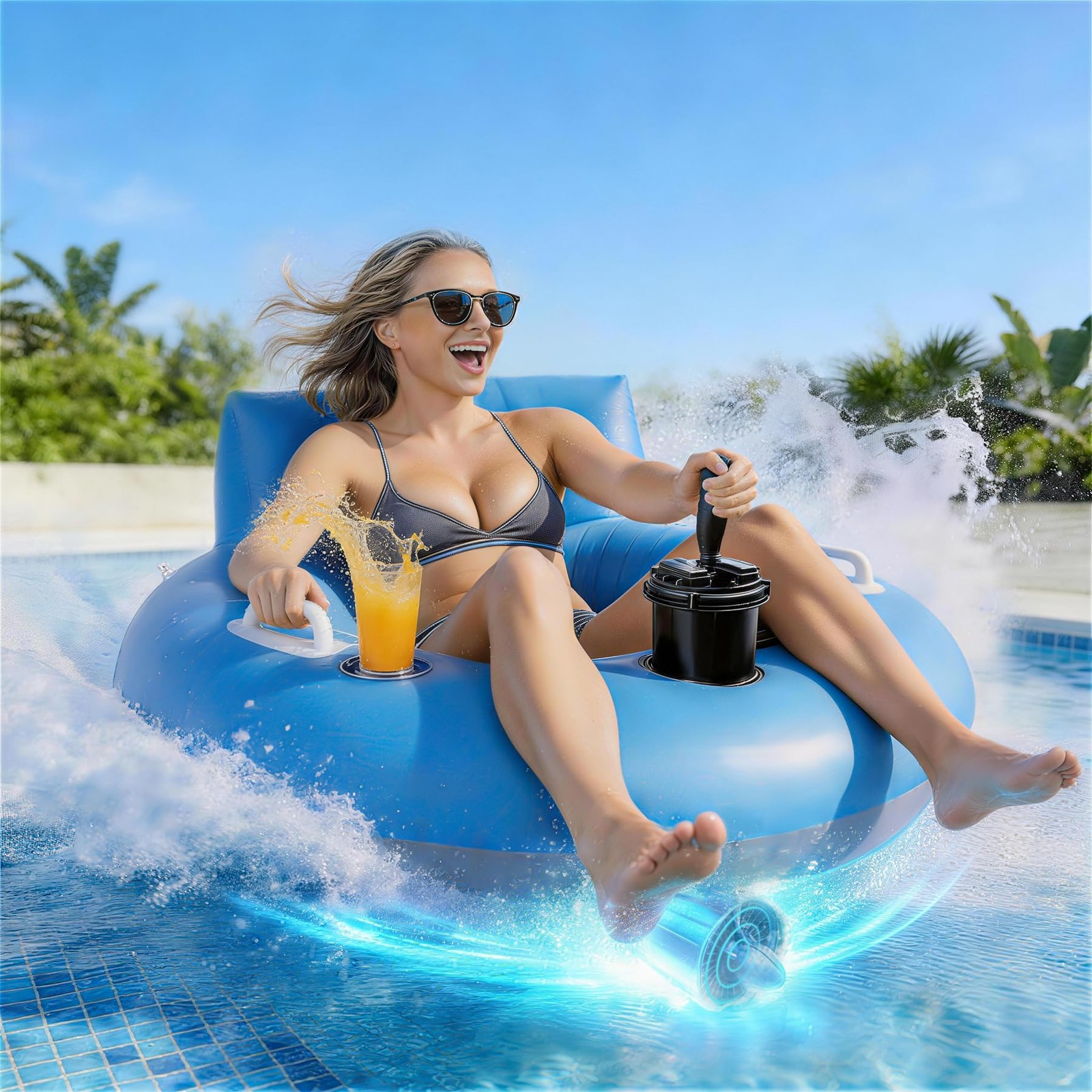 Motorized Pool Float Adults Rechargeable Cup Holder Backrest Heavy Duty Floats