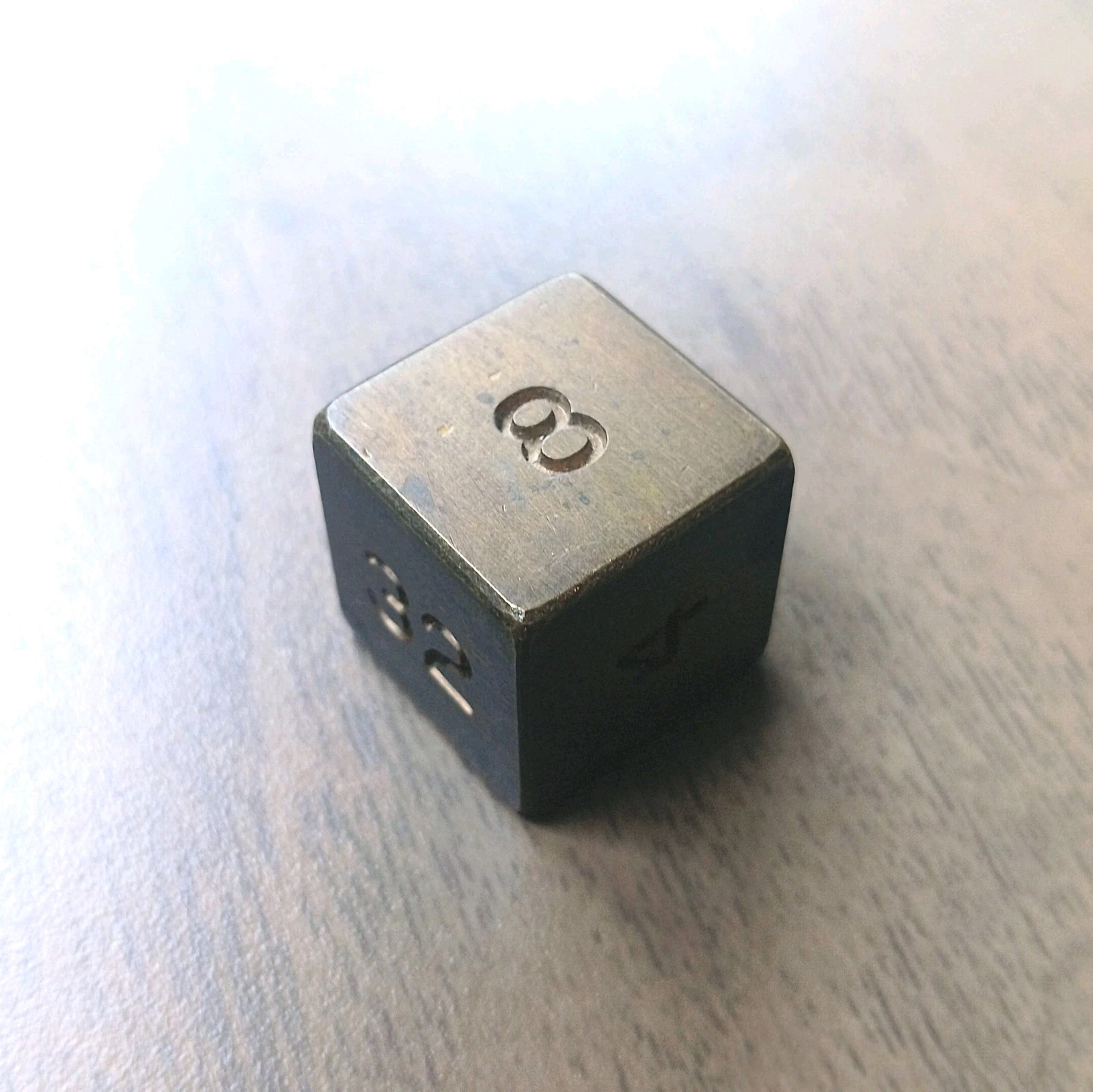 Vintage Solid Brass 0.75in Backgammon Doubling Cube