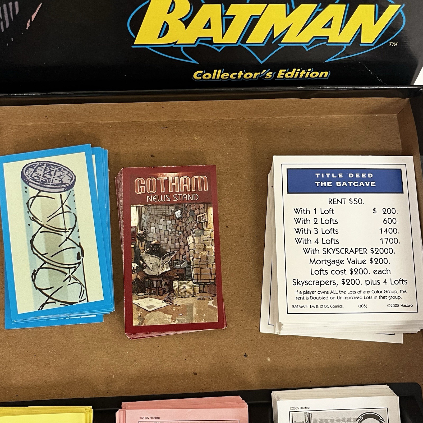 MONOPOLY Batman 2005 Board Game w/ 6 Pewter Tokens 100% Complete Great Condition