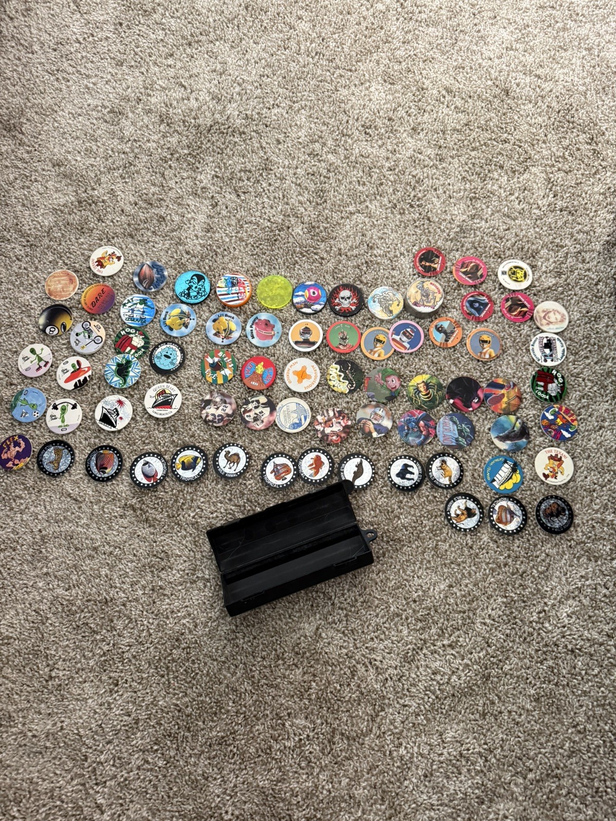 Lot of 180 Vtg 1990’s POGs Milk Cap Game, 4 Slammers and 3 Cases