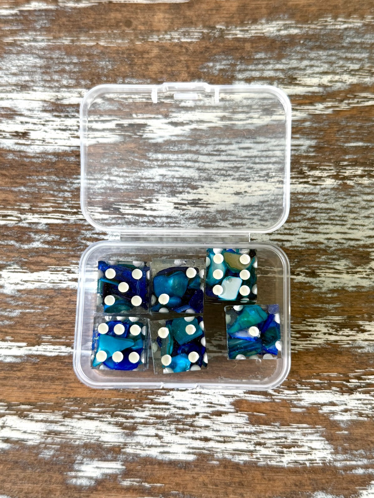 Resin Dice Set 6pcs – Beach Pebbles – Handmade Replacement Dice Games Casino