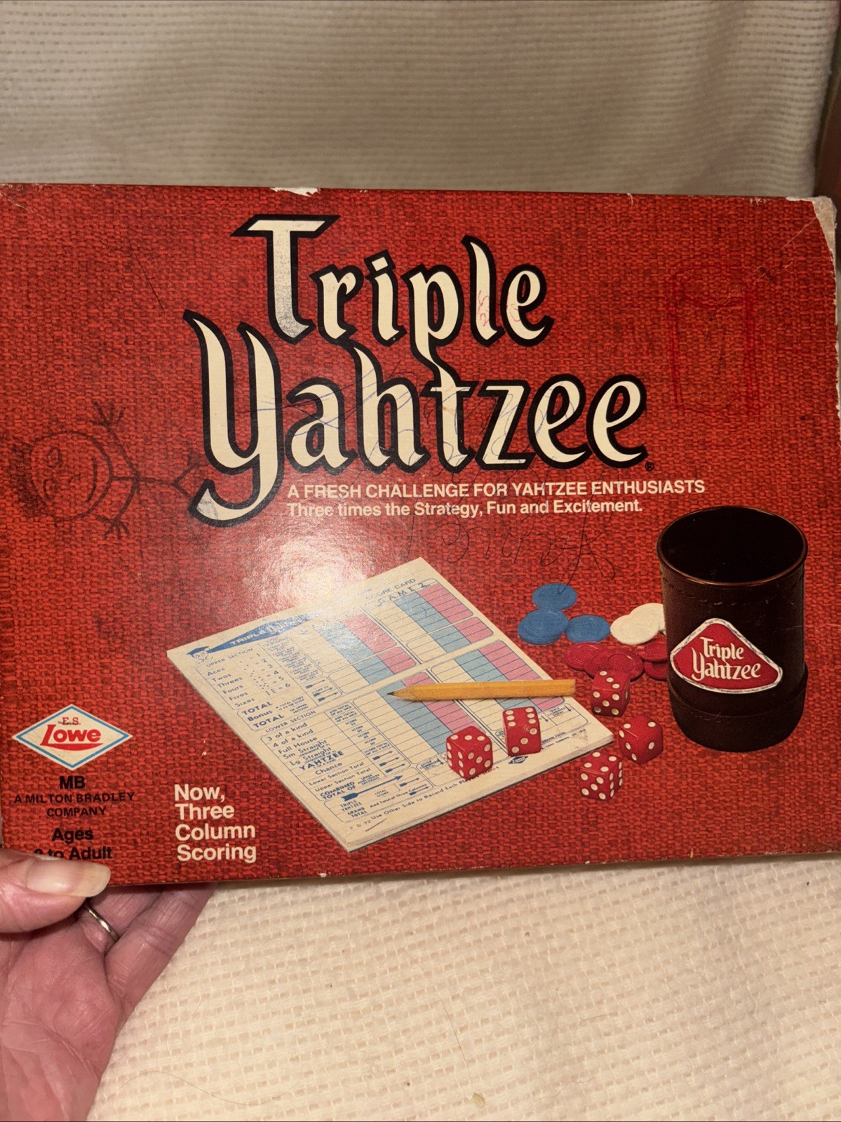 Vintage 1973 Triple Yahtzee Dice Game, No Instruction Book, Multiple Score Pads